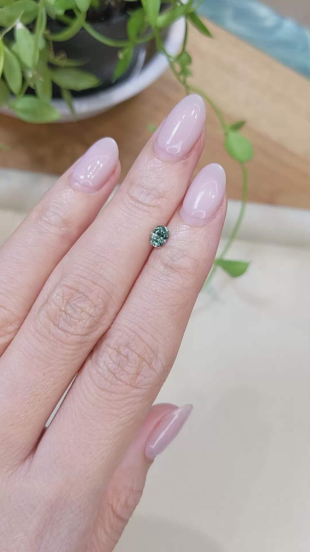 0.49 Ct. Bluish Green Sapphire from Montana Size Video