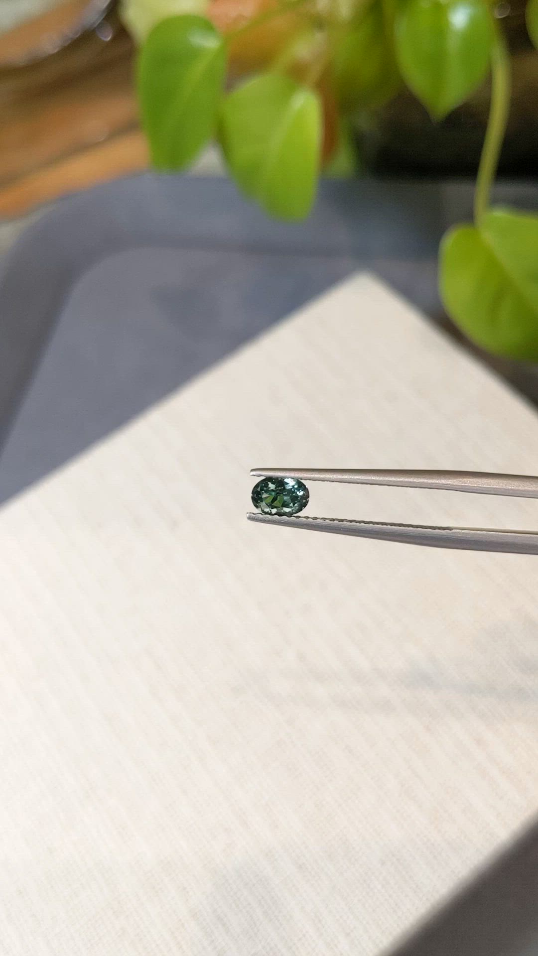 0.49 Ct. Bluish Green Sapphire from Montana Size Video
