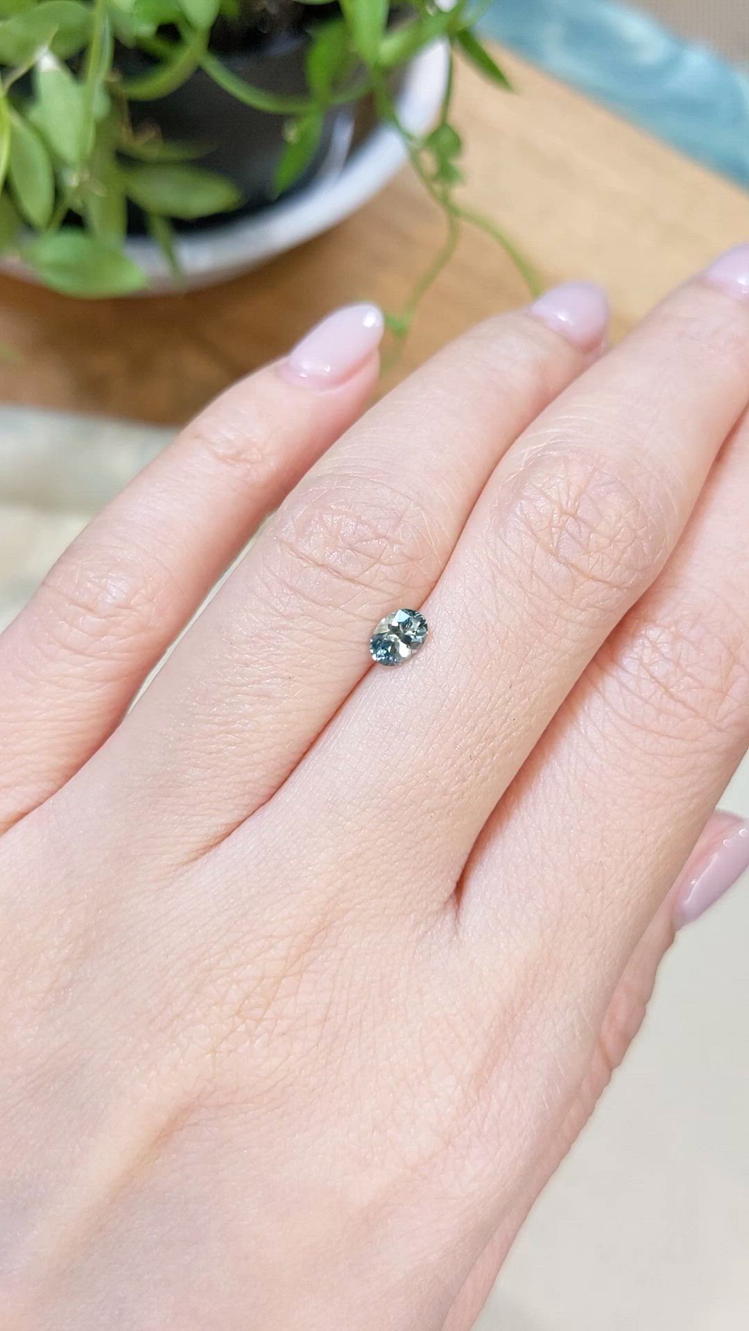 0.49 Ct. Bluish Green Sapphire from Montana Size Video