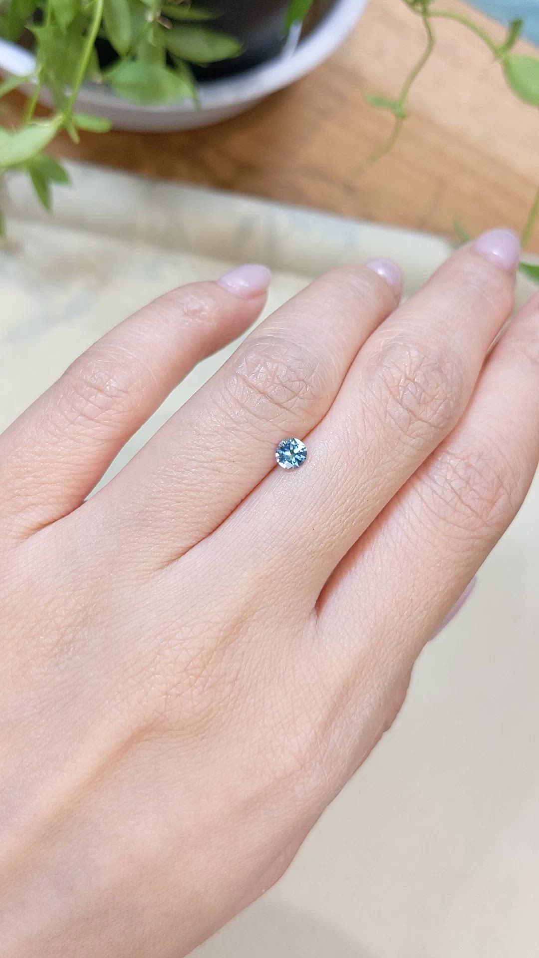 0.35 Ct. Bluish Green Sapphire from Montana Size Video