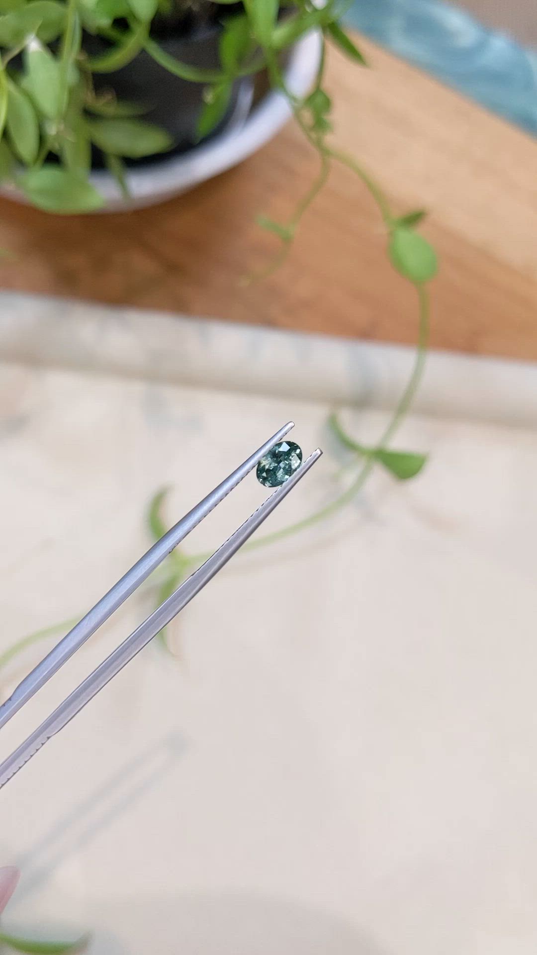 0.48 Ct. Bluish Green Sapphire from Montana Size Video