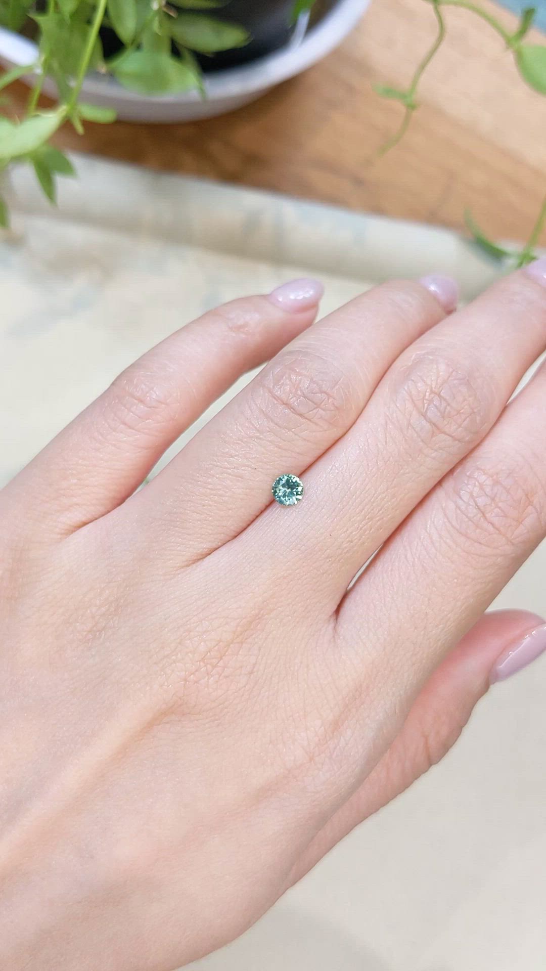 0.39 Ct. Bluish Green Sapphire from Montana Size Video