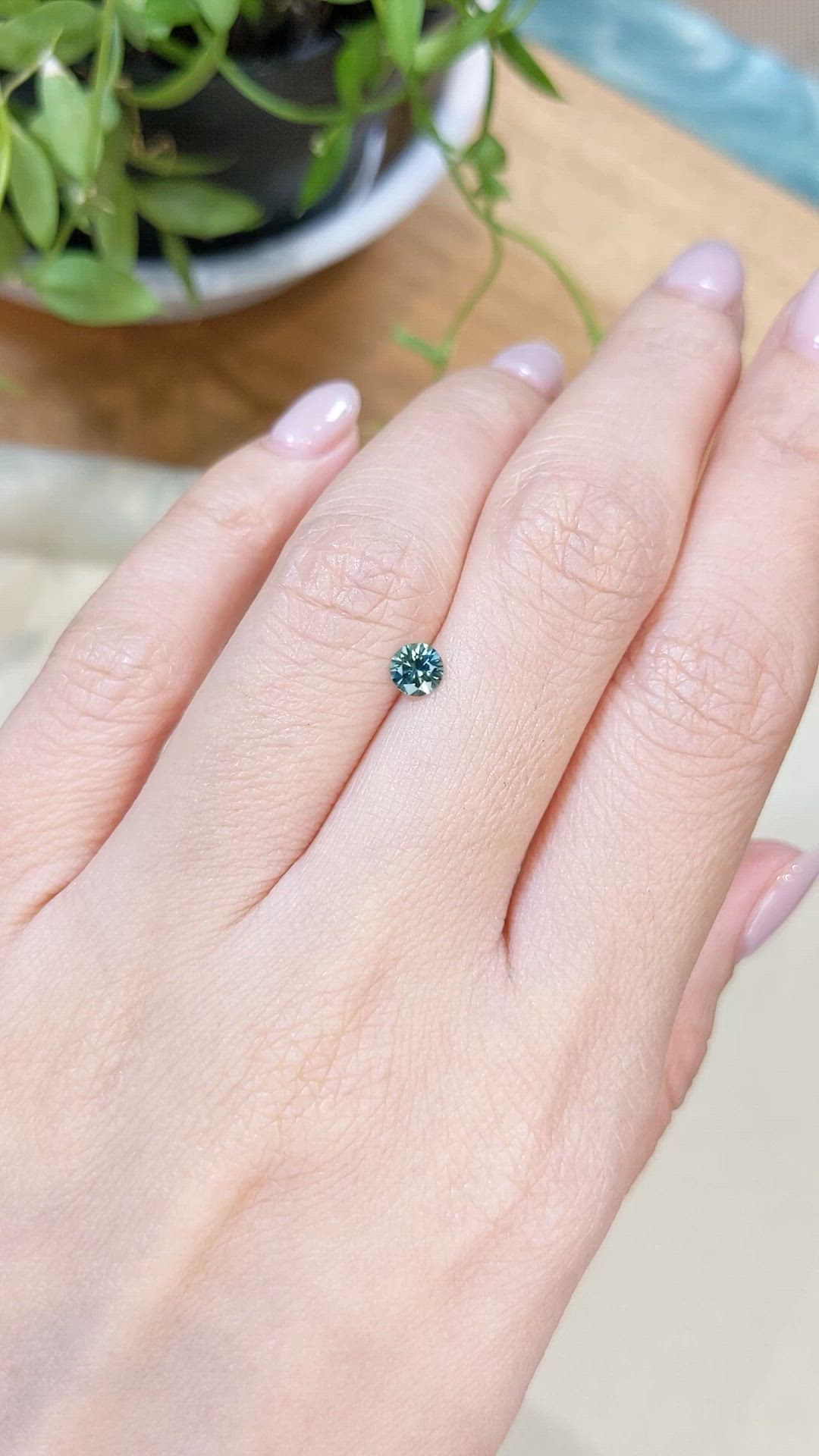 0.39 Ct. Bluish Green Sapphire from Montana Size Video