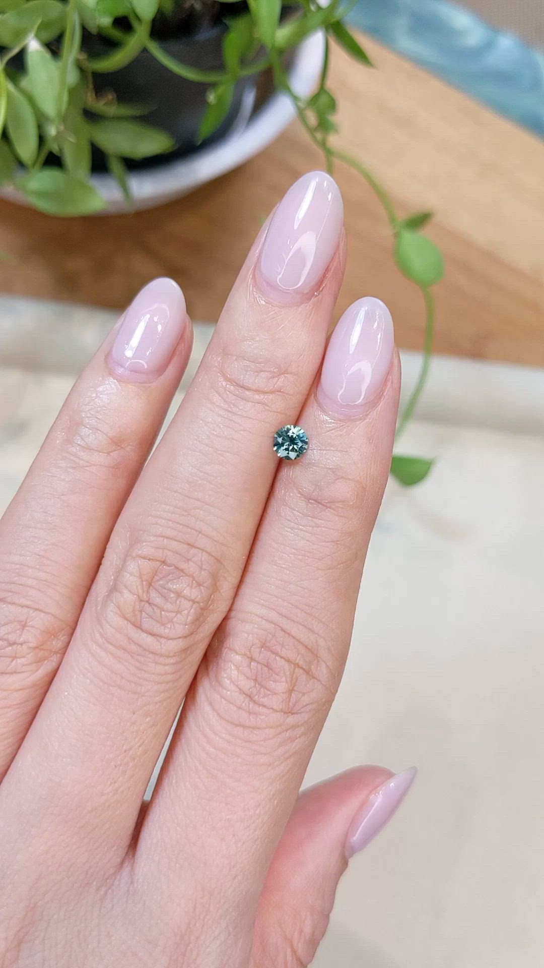 0.39 Ct. Bluish Green Sapphire from Montana Size Video