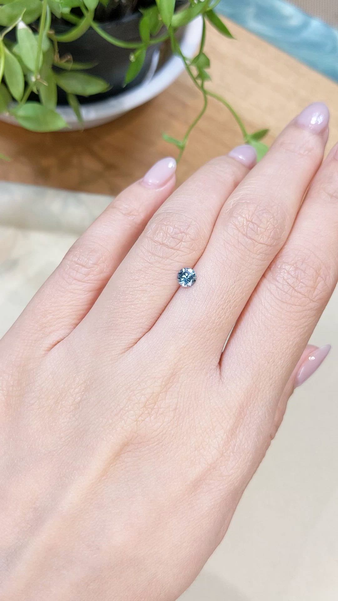 0.39 Ct. Bluish Green Sapphire from Montana Size Video