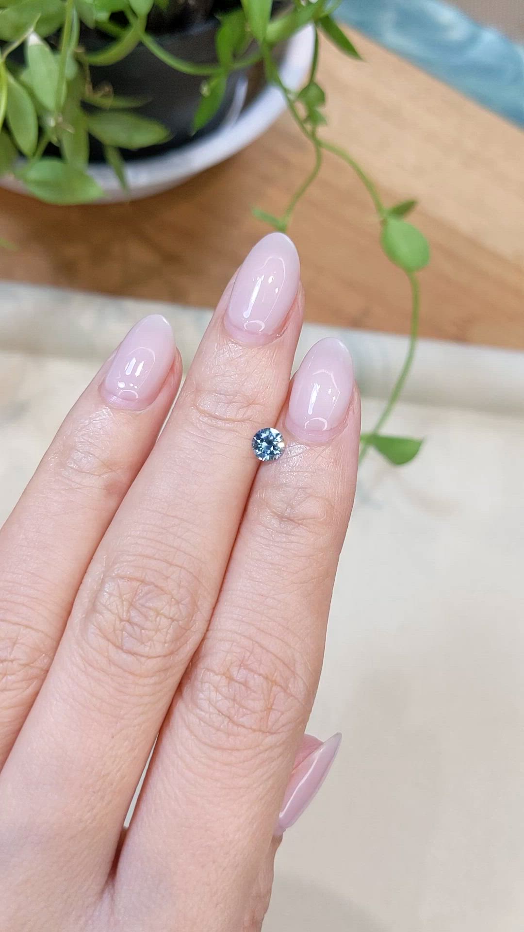 0.39 Ct. Bluish Green Sapphire from Montana Size Video