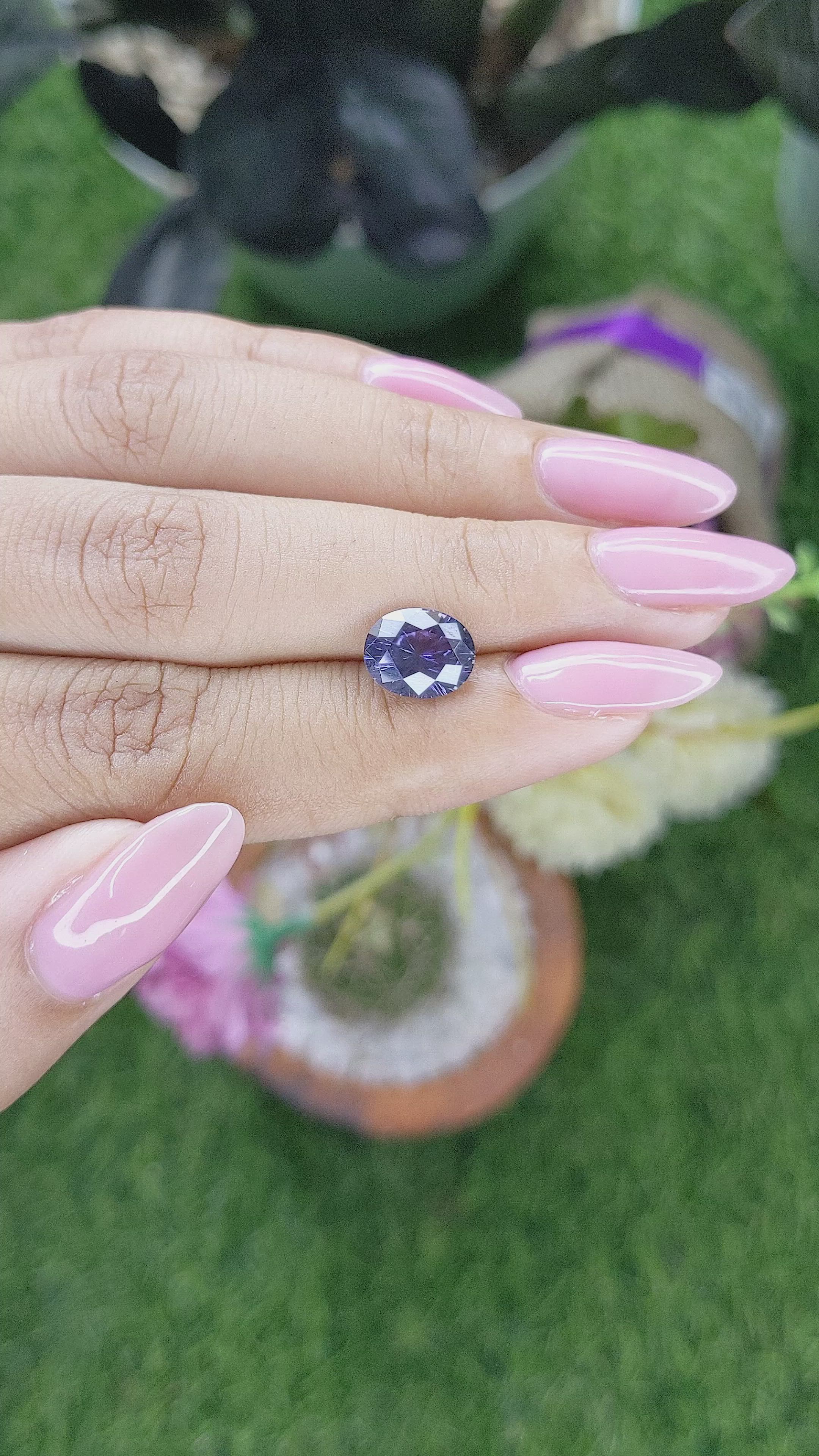 2.54 Ct. Purplish Blue Sapphire from Ceylon (Sri Lanka) Size Video