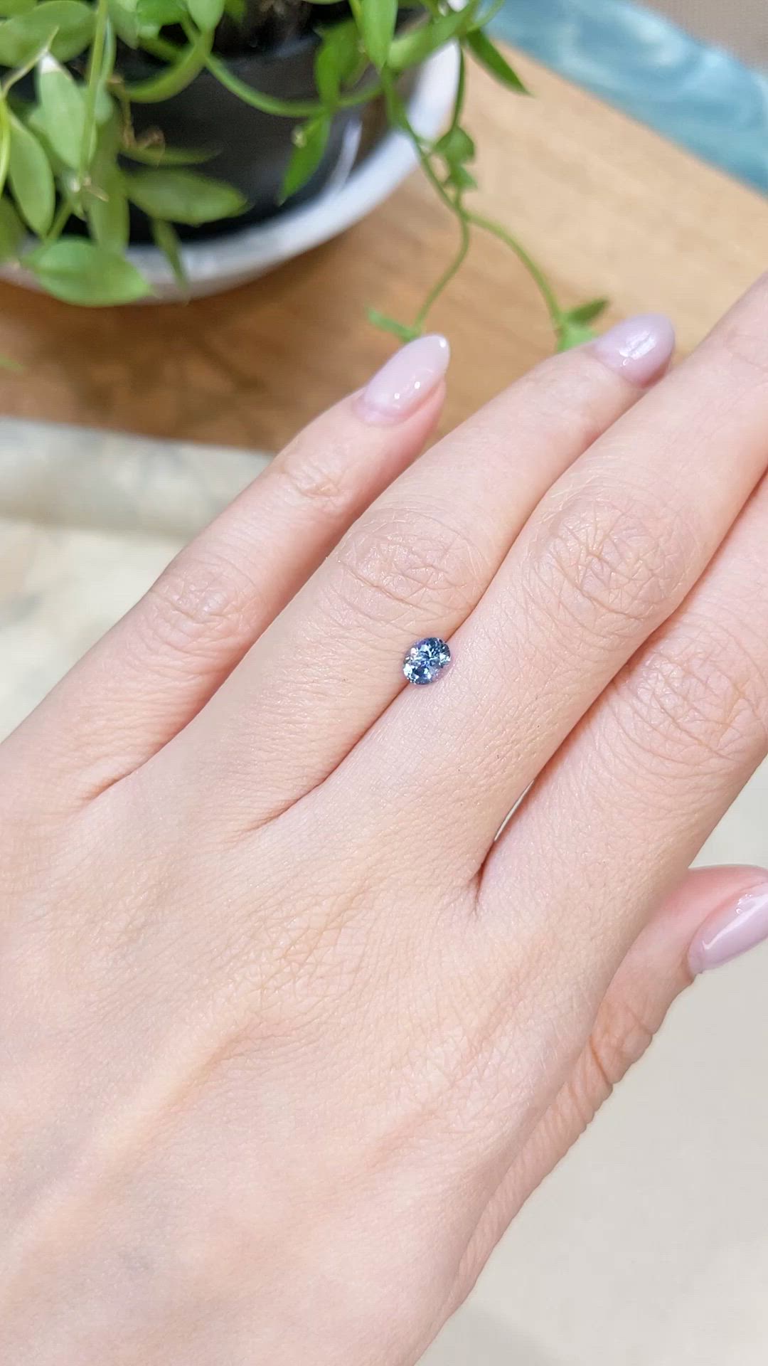 0.49 Ct. Greenish Blue Sapphire from Montana Size Video