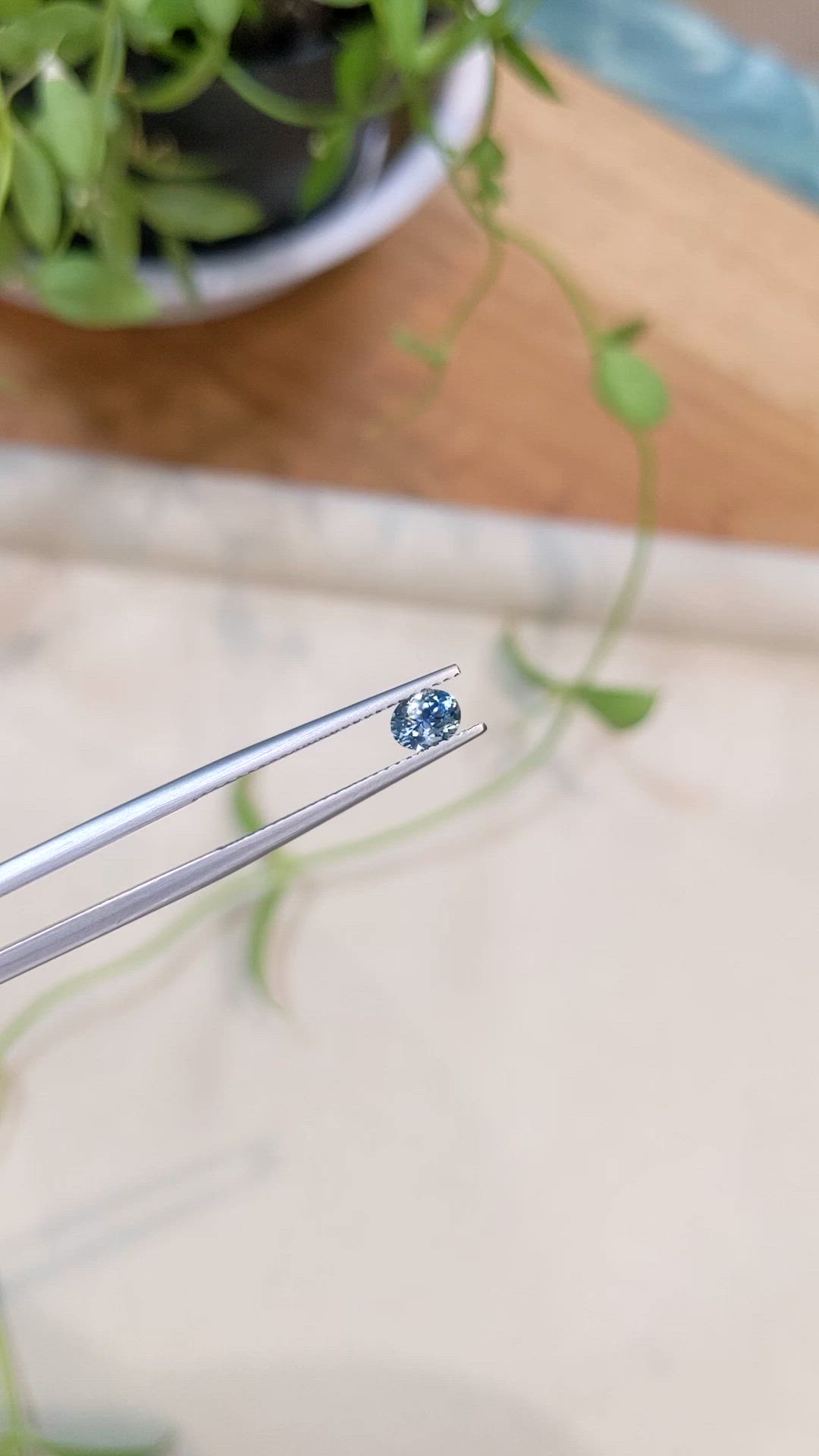 0.49 Ct. Greenish Blue Sapphire from Montana Size Video