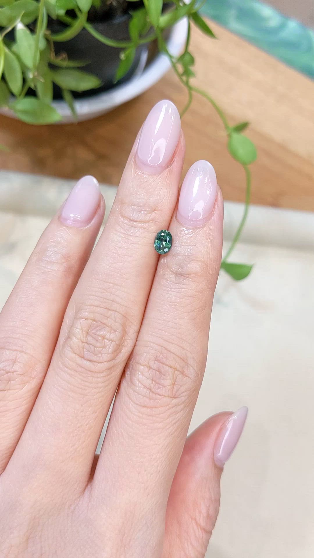 0.49 Ct. Bluish Green Sapphire from Montana Size Video
