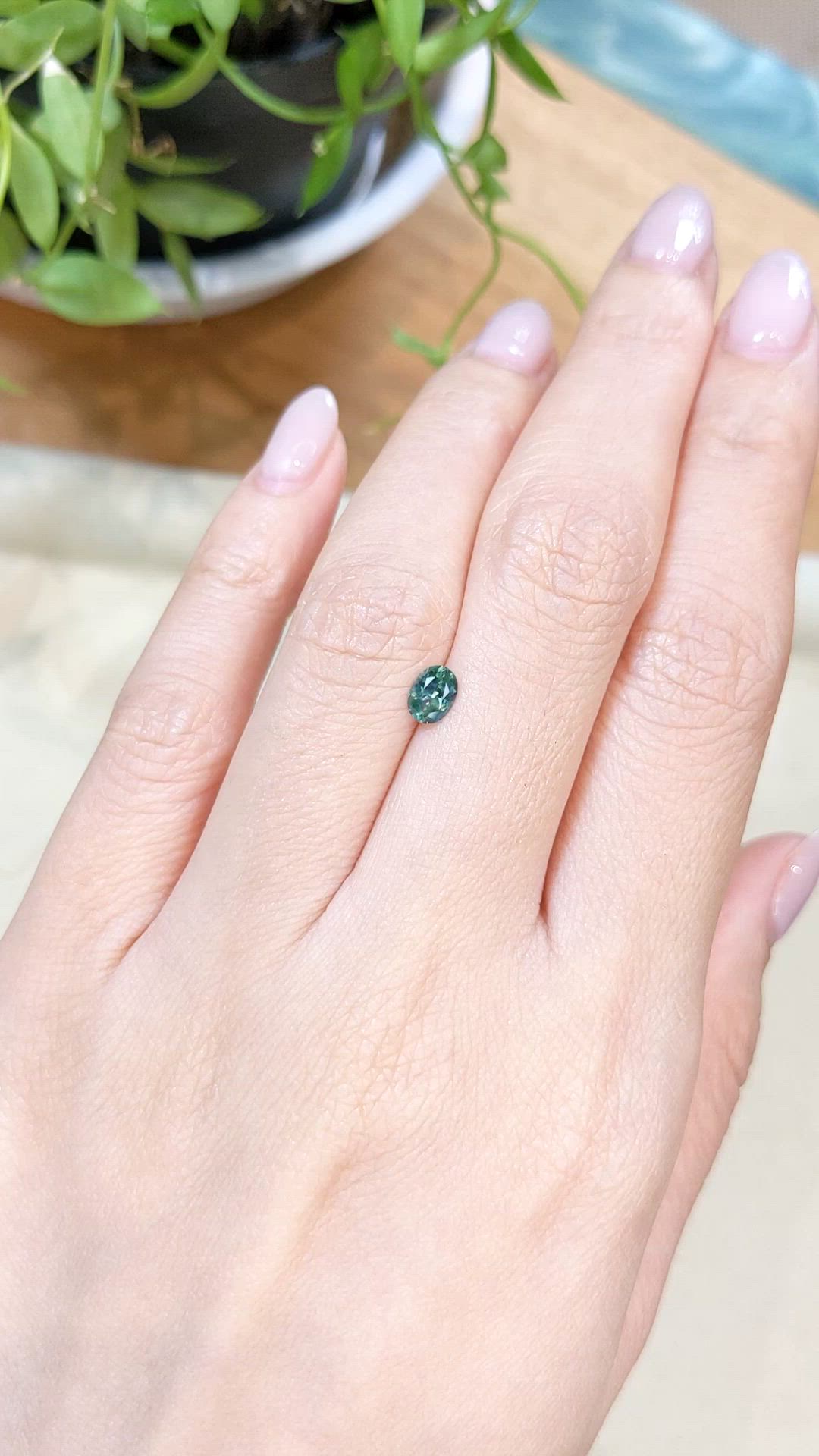 0.49 Ct. Bluish Green Sapphire from Montana Size Video