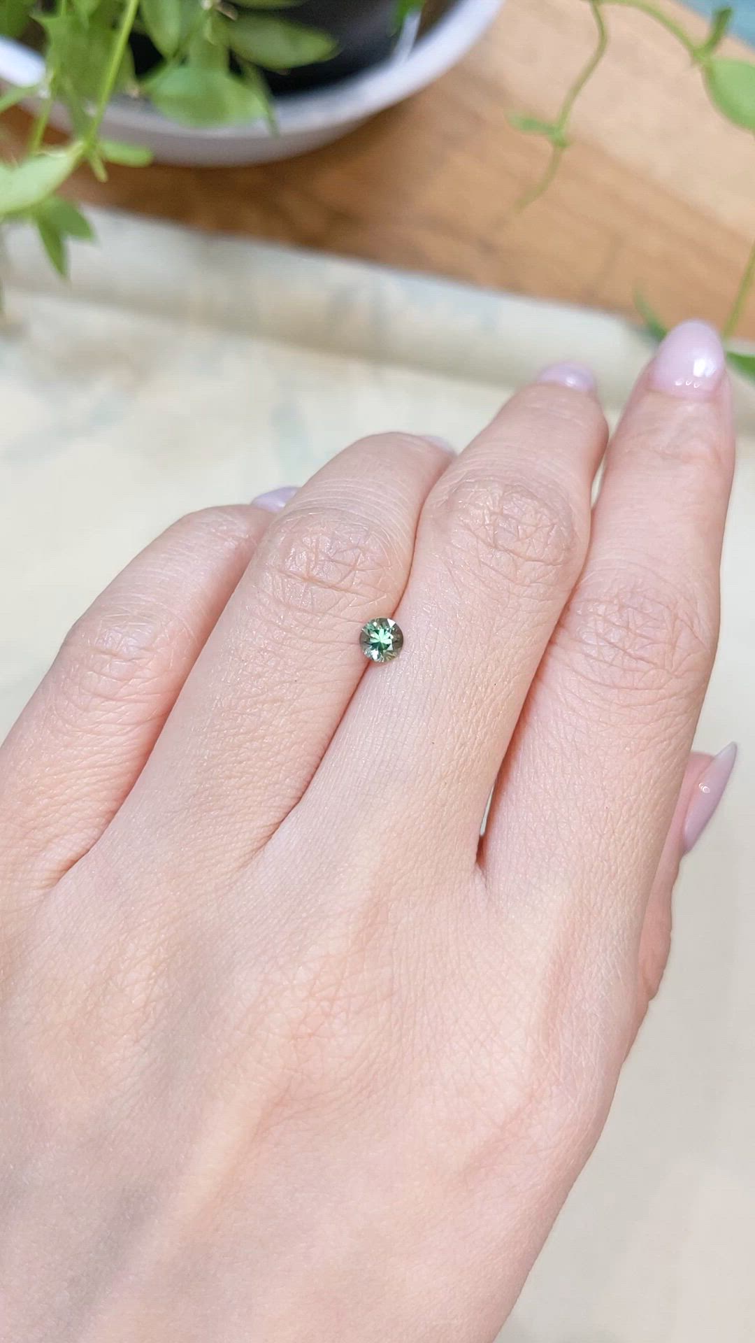 0.36 Ct. Bluish Green Sapphire from Montana Size Video