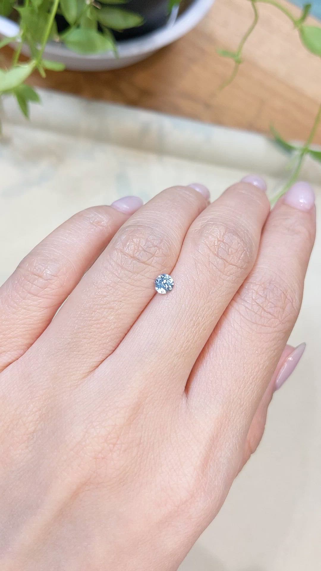 0.36 Ct. Greenish Blue Sapphire from Montana Size Video