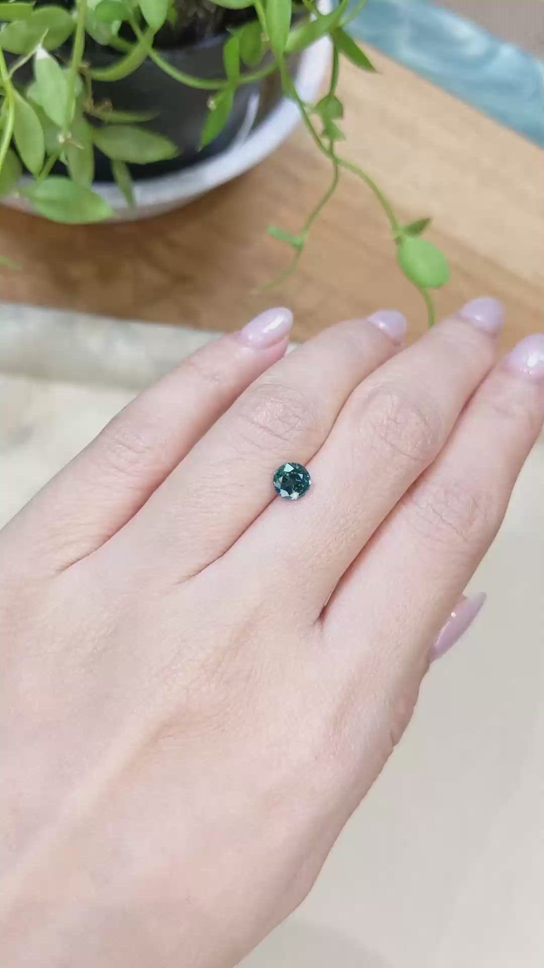 1.06 Ct. Bluish Green Sapphire from Ceylon (Sri Lanka) Size Video