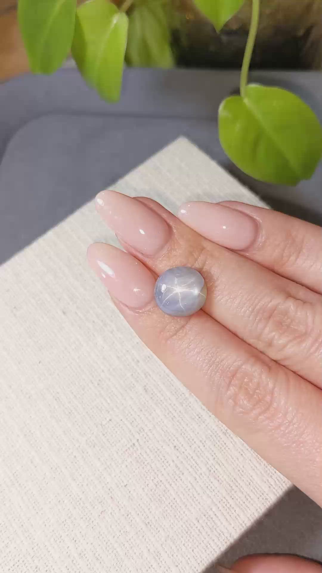 9.70 Ct. Greyish Blue Star Sapphire from Ceylon (Sri Lanka) Size Video