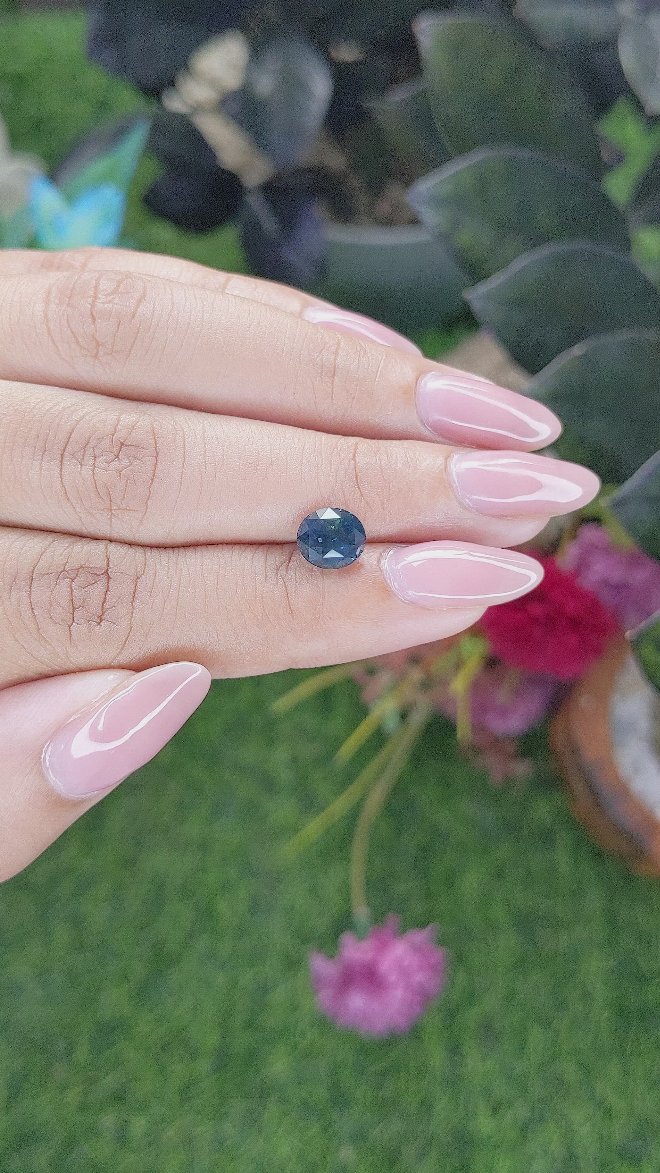 2.11 Ct. Greenish Blue Sapphire from Madagascar Size Video