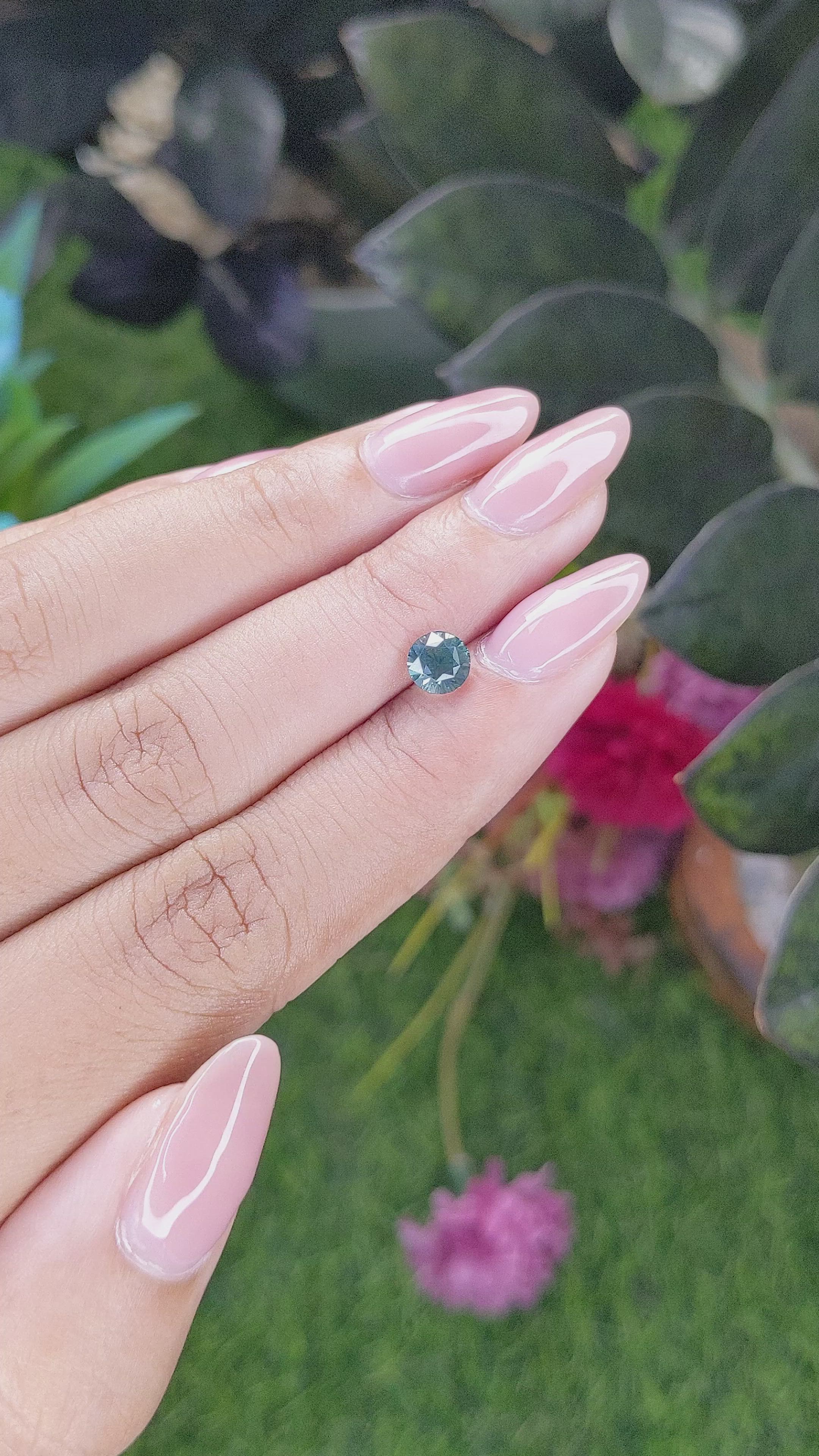 1.08 Ct. Bluish Green Sapphire from Madagascar Size Video