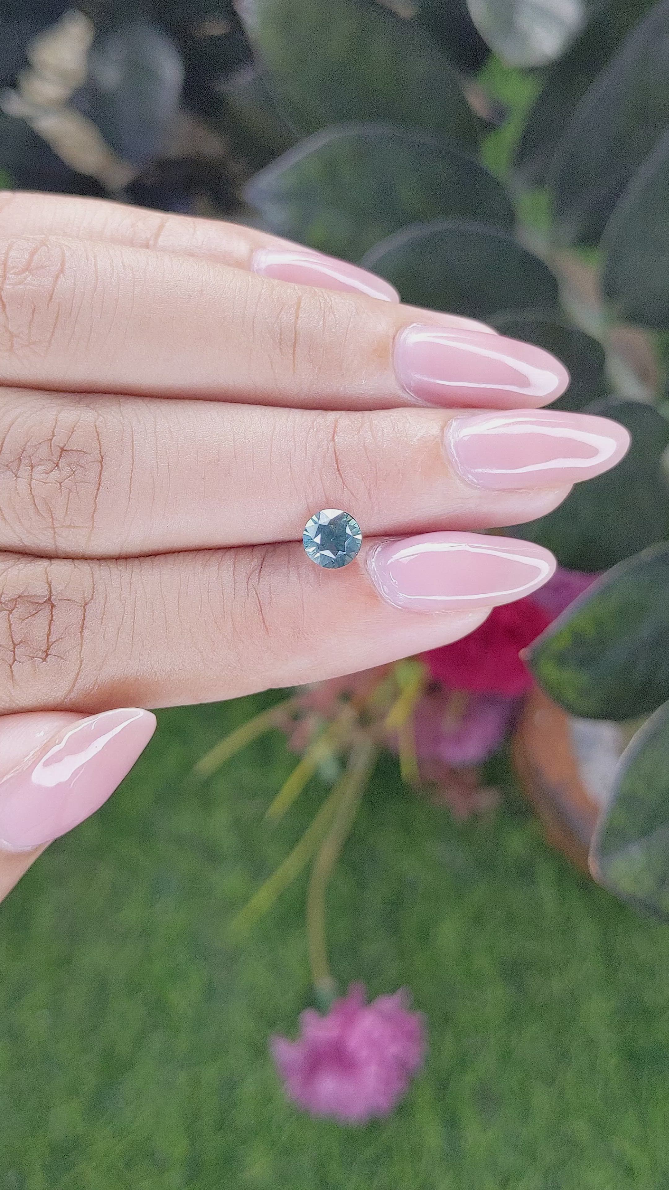 1.08 Ct. Bluish Green Sapphire from Madagascar Size Video