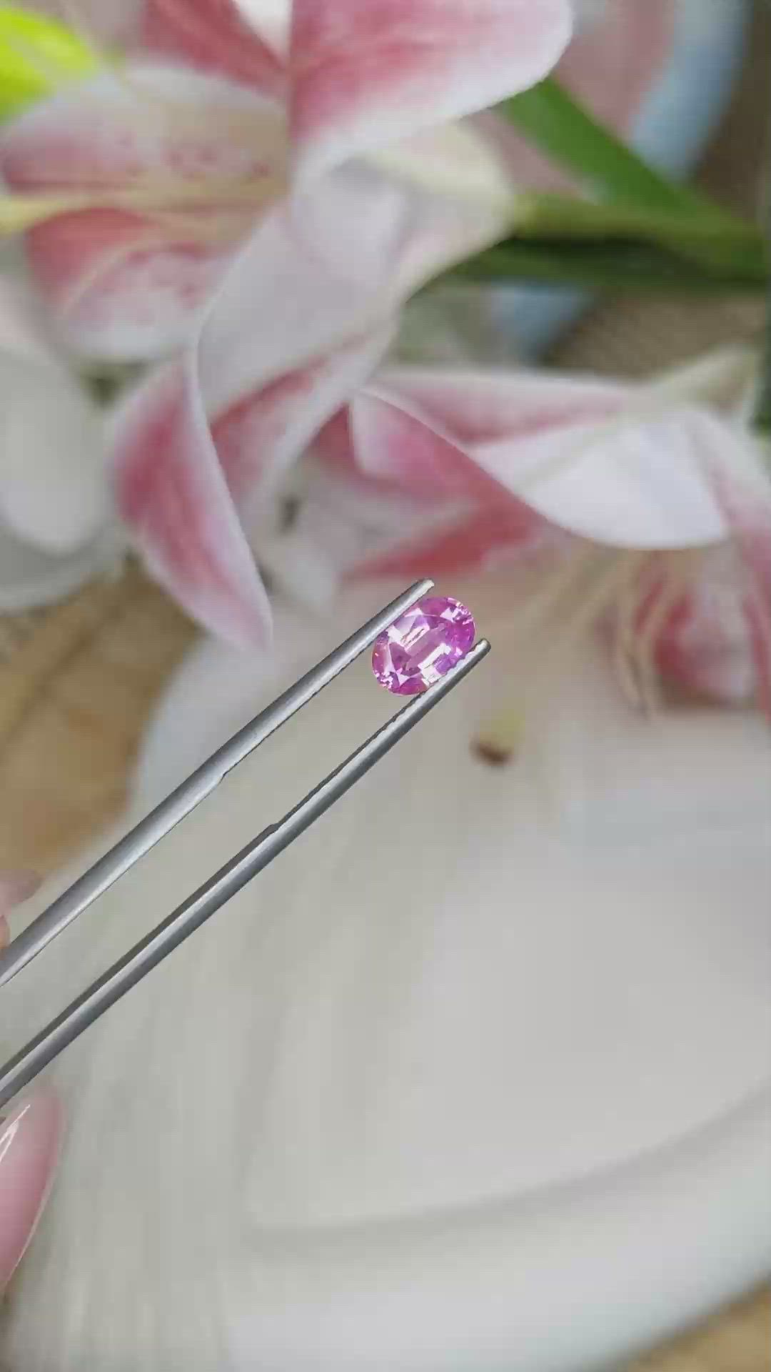 1.20 Ct. Pink Sapphire from Ceylon (Sri Lanka) Size Video