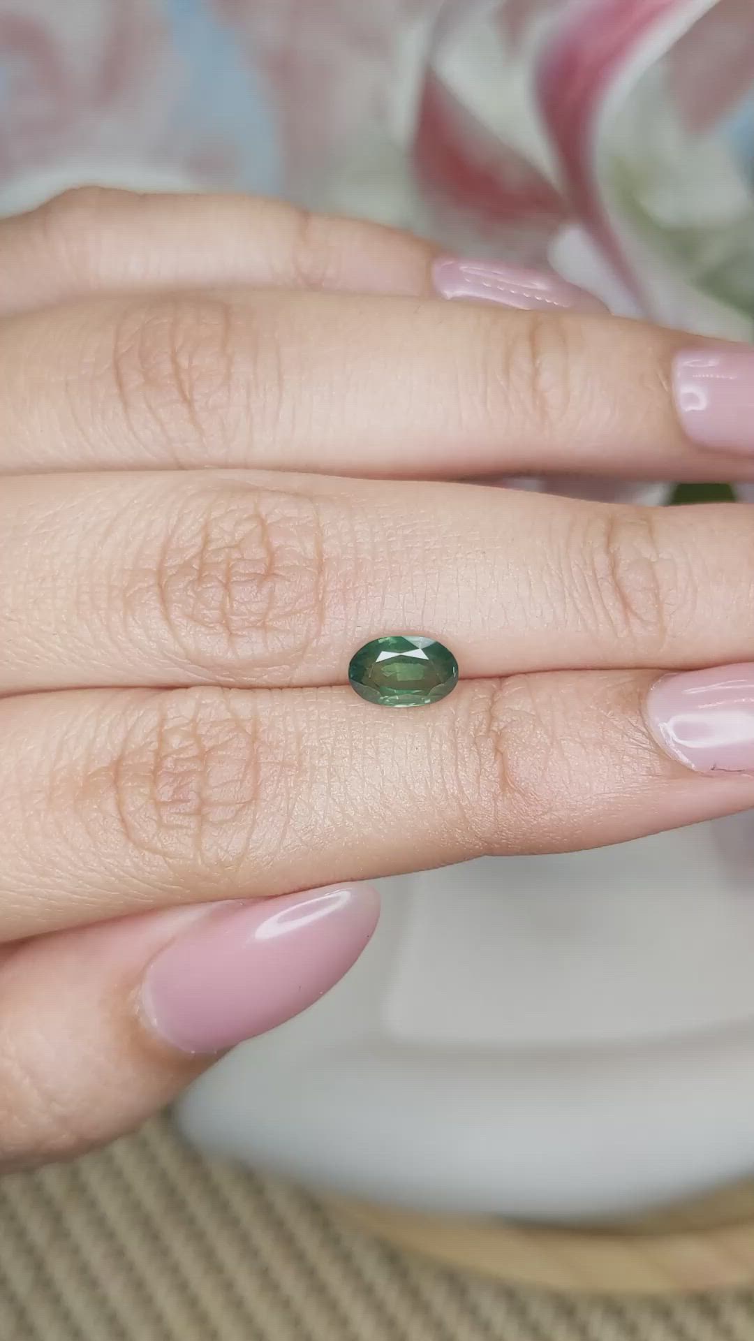 1.35 Ct. Green Sapphire from Madagascar Size Video