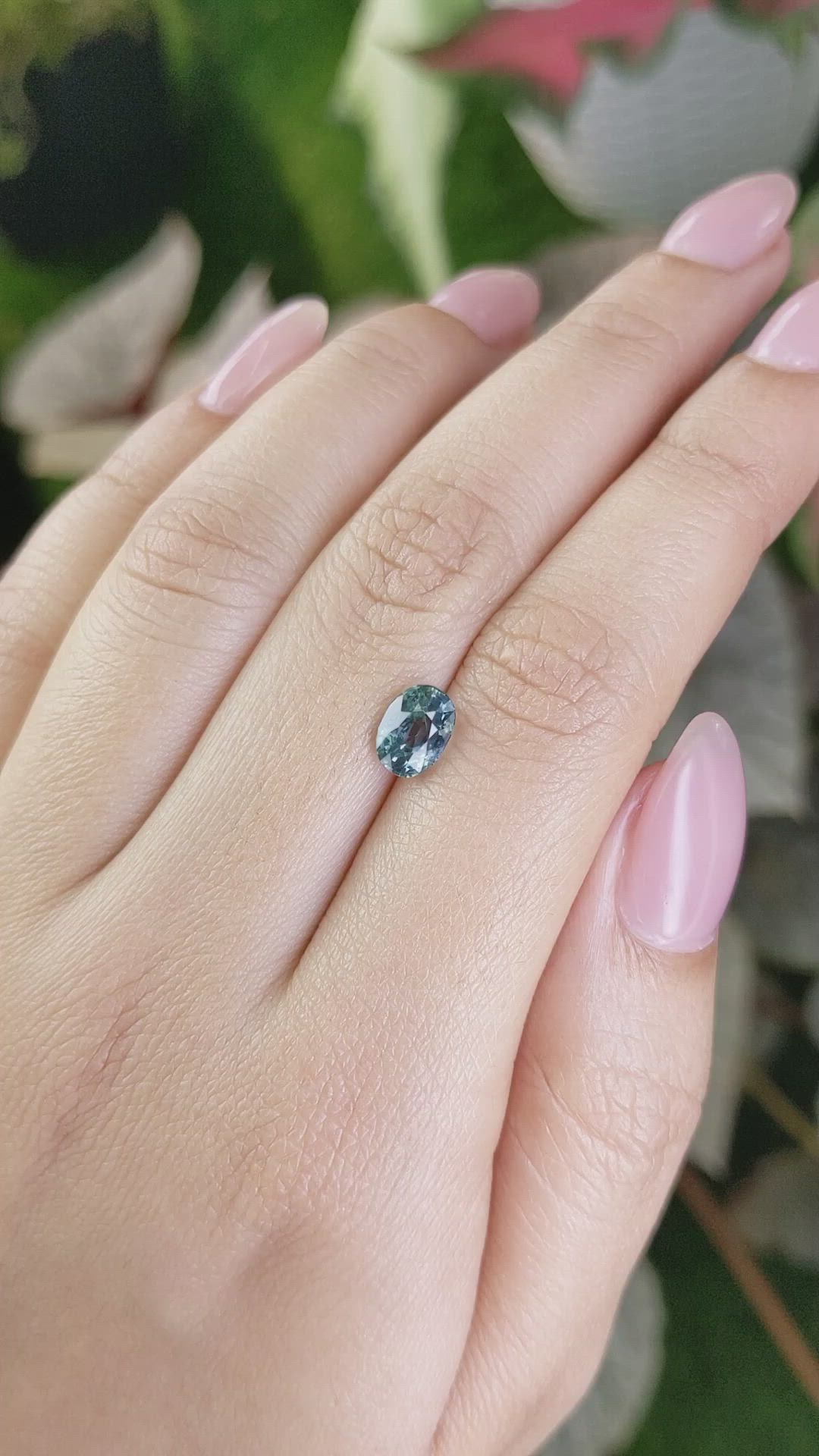 1.64 Ct. Bluish Green Sapphire from Madagascar Size Video