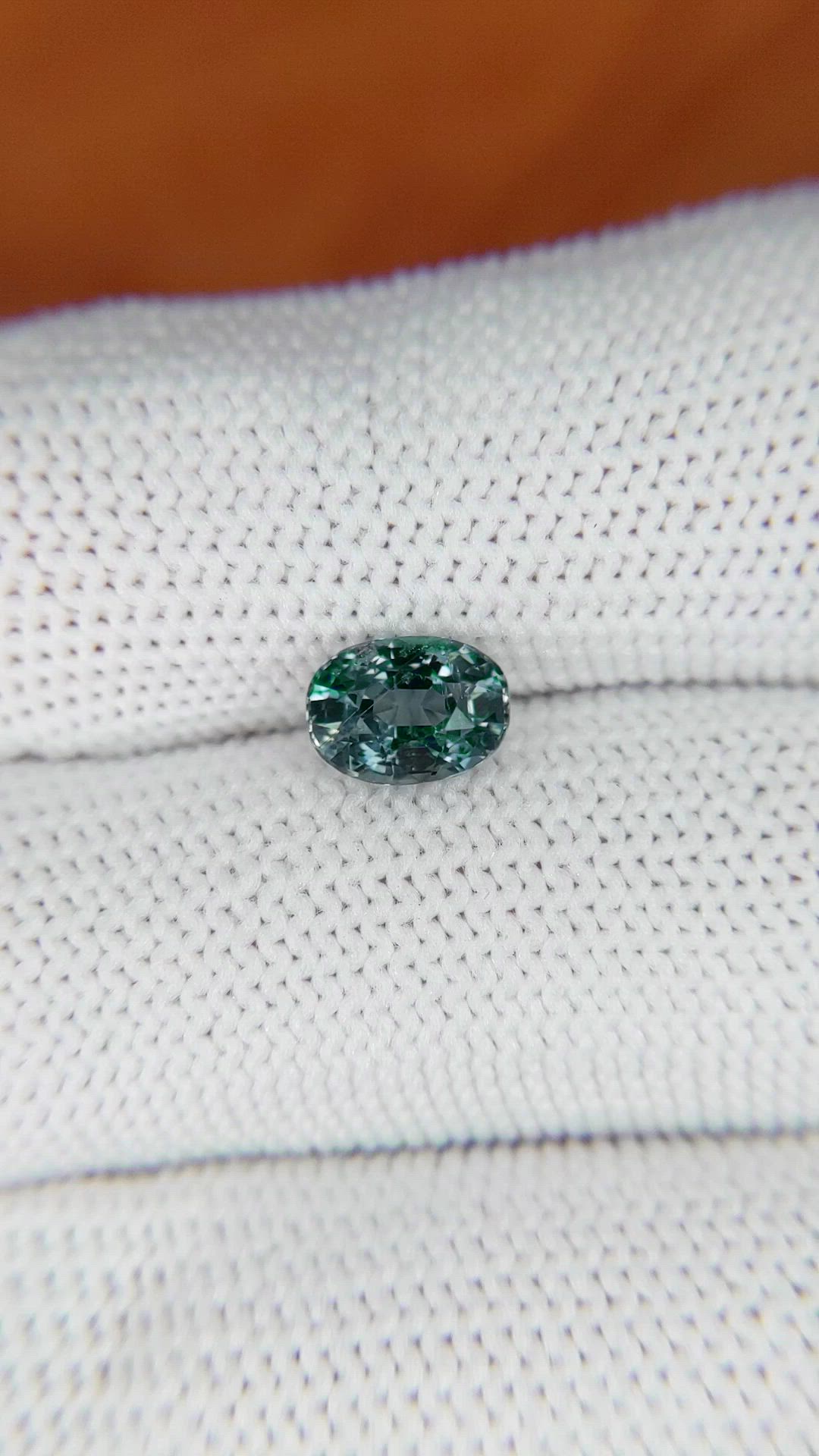 1.64 Ct. Bluish Green Sapphire from Madagascar Size Video