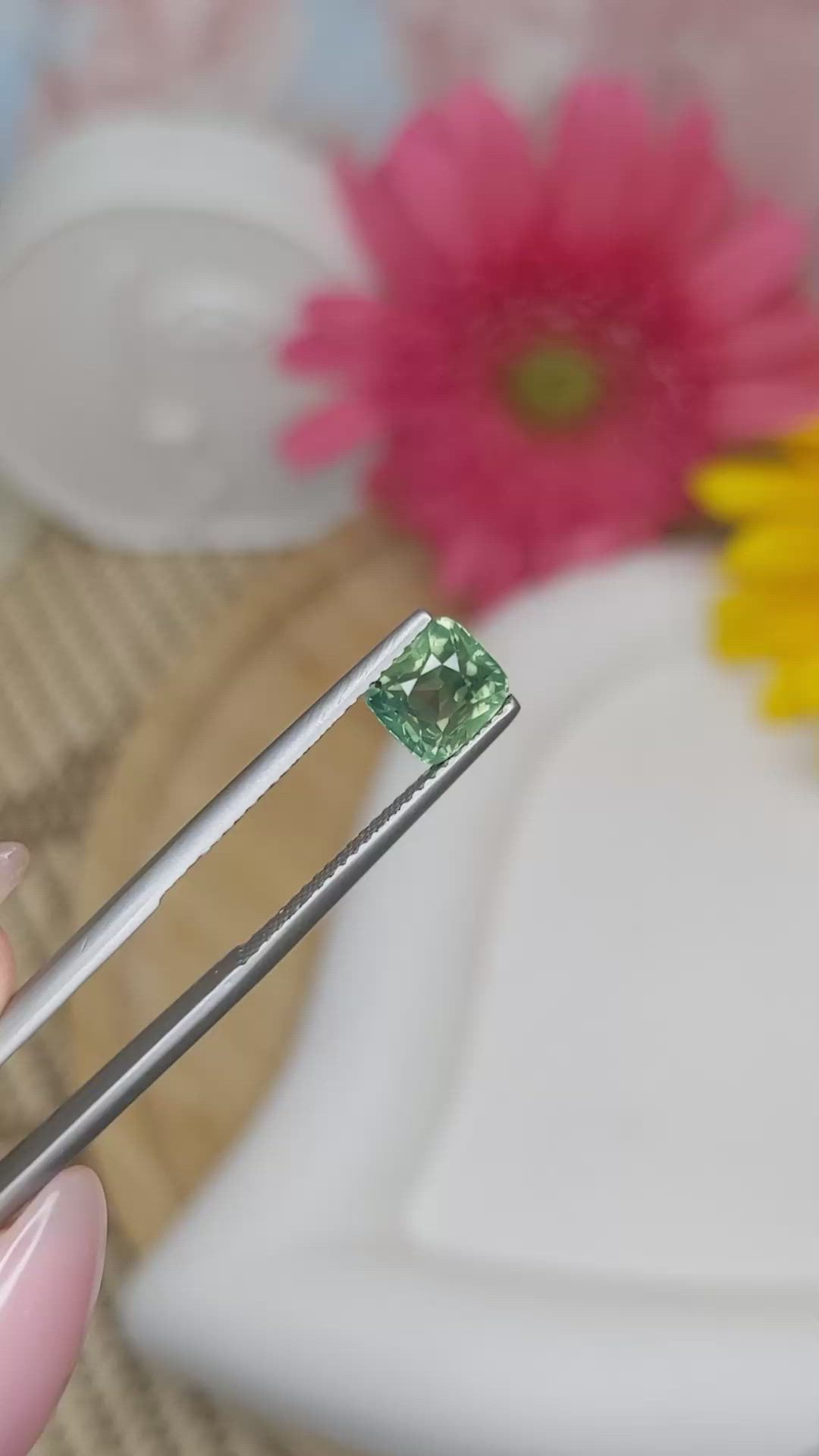 1.71 Ct. Bluish Green Sapphire from Madagascar Size Video