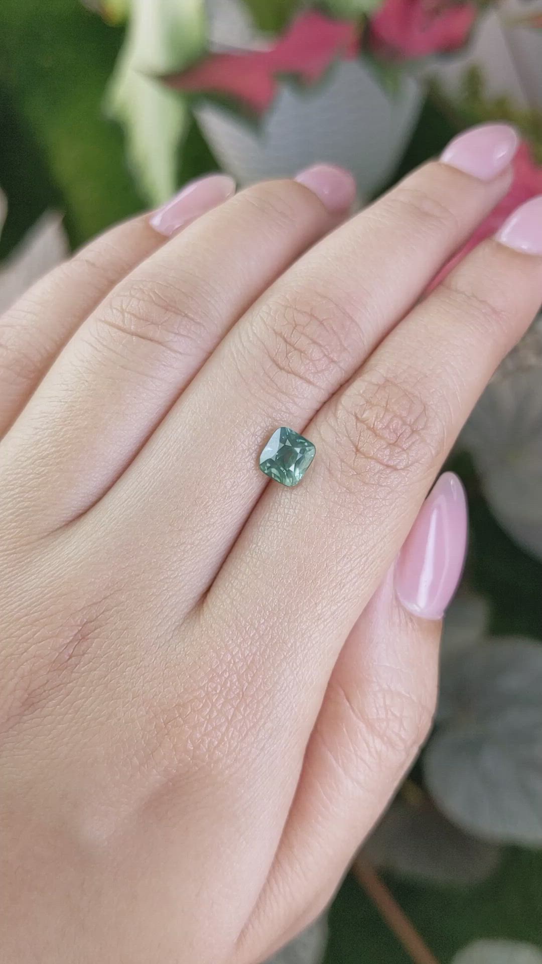 1.71 Ct. Bluish Green Sapphire from Madagascar Size Video
