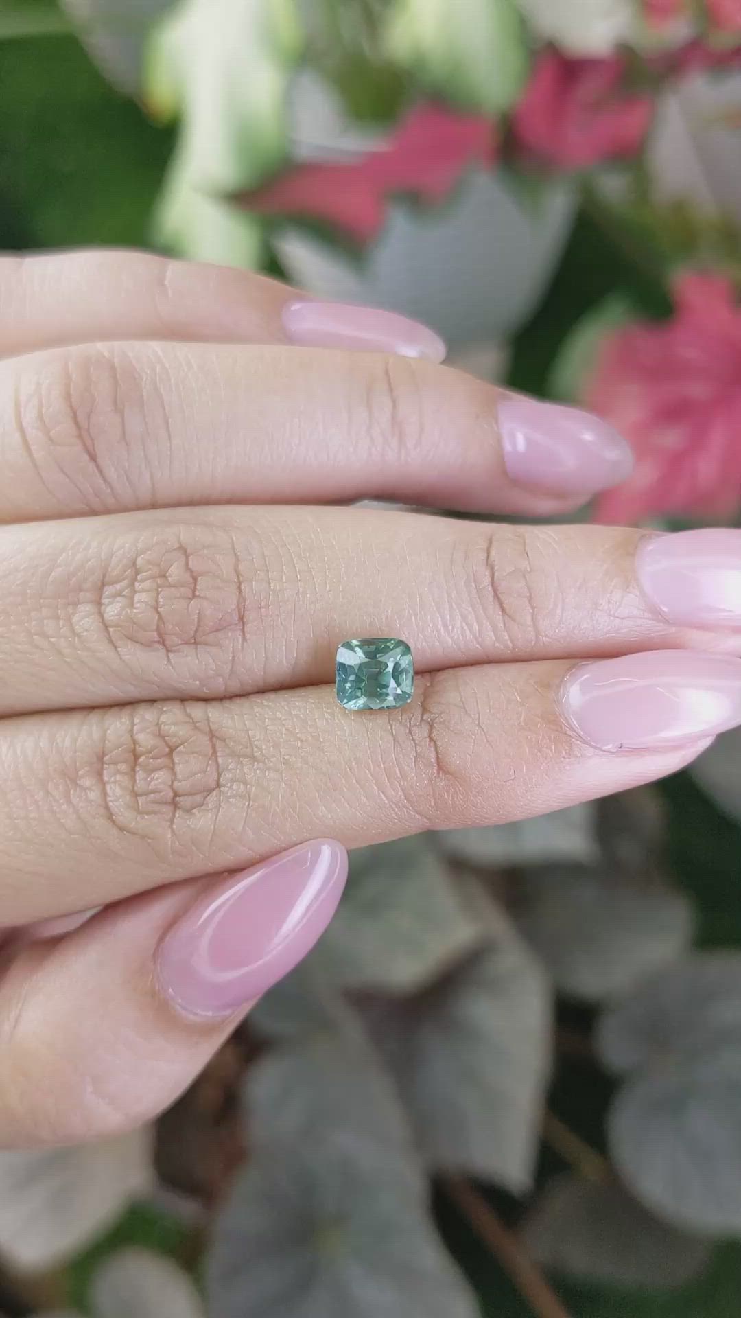 1.71 Ct. Bluish Green Sapphire from Madagascar Size Video