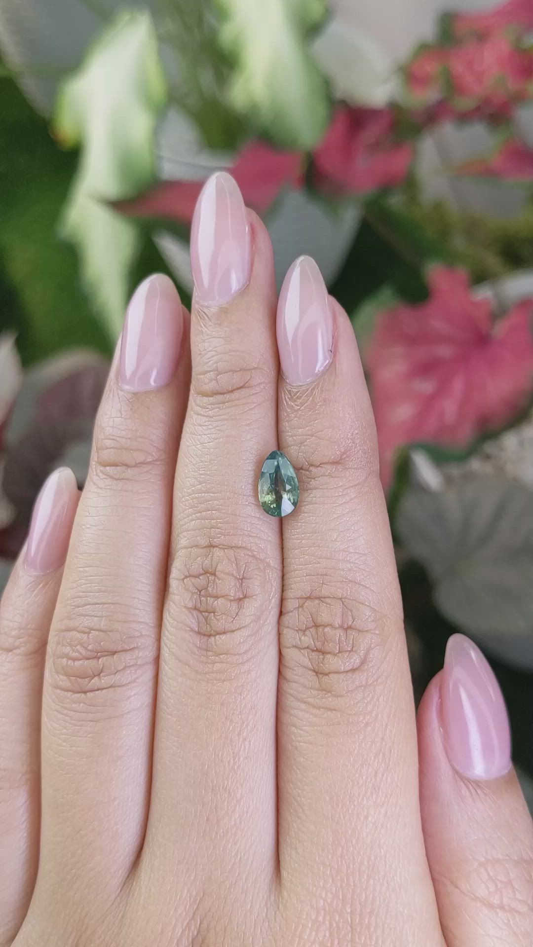 1.56 Ct. Bluish Green Sapphire from Madagascar Size Video