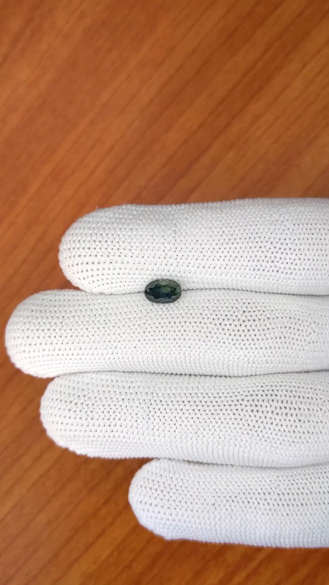1.33 Ct. Bluish Green Sapphire from Madagascar Size Video