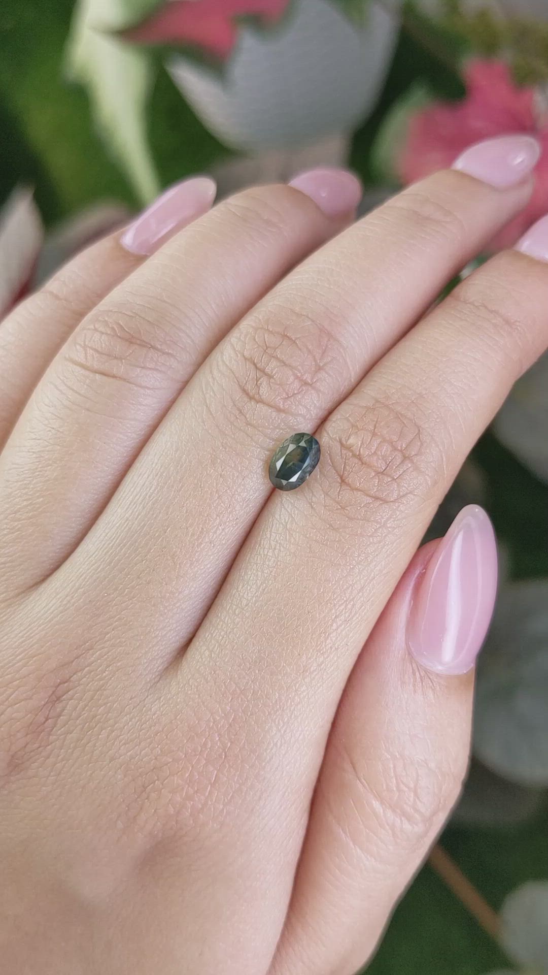1.33 Ct. Bluish Green Sapphire from Madagascar Size Video
