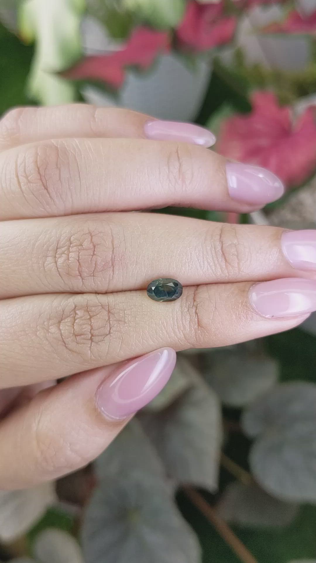 1.33 Ct. Bluish Green Sapphire from Madagascar Size Video