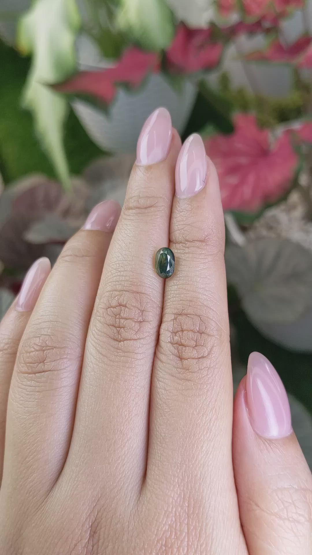 1.33 Ct. Bluish Green Sapphire from Madagascar Size Video