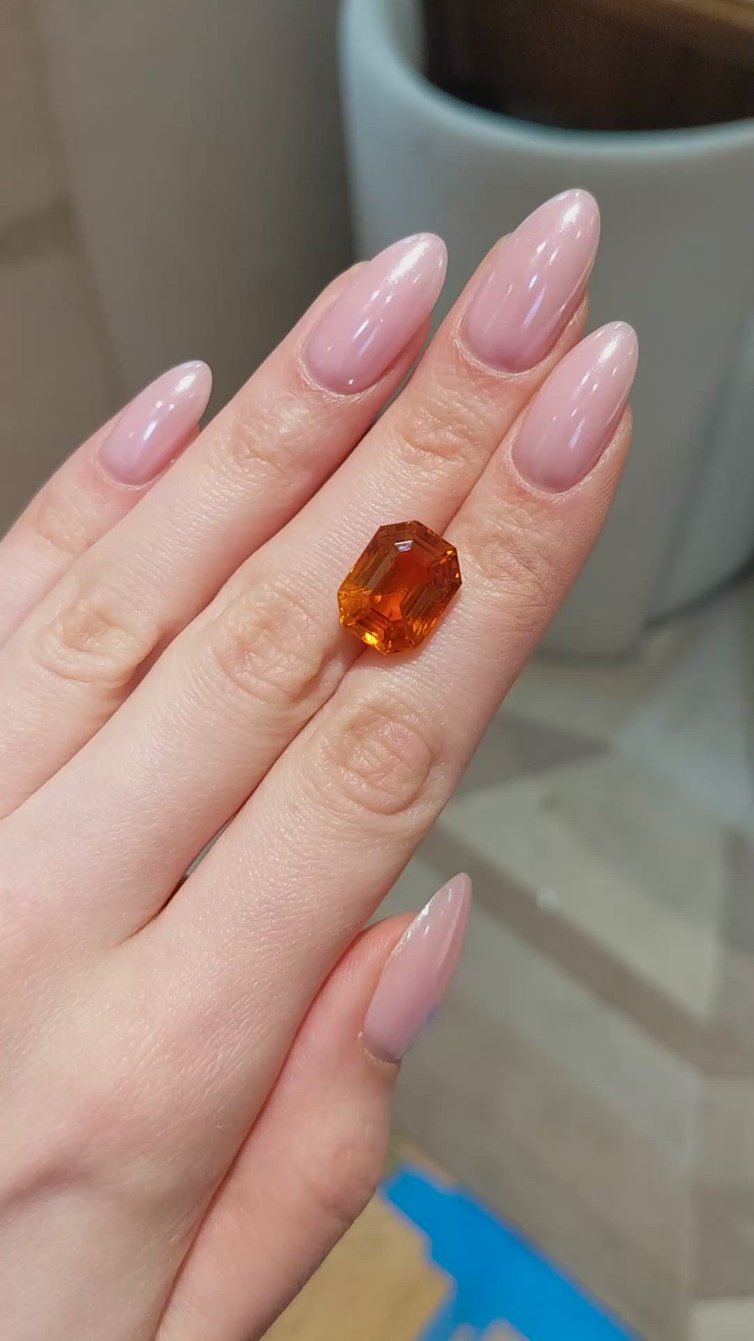 14.04 Ct. Orange Sapphire from Ceylon (Sri Lanka) Size Video