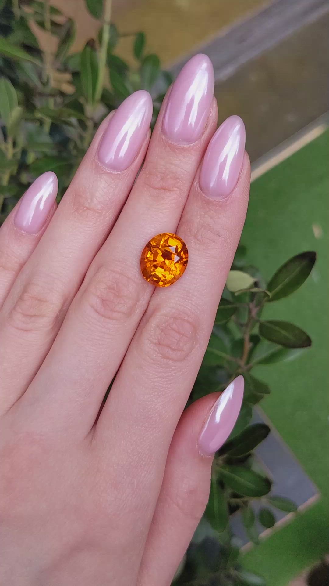 10.66 Ct. Orange Sapphire from Ceylon (Sri Lanka) Size Video