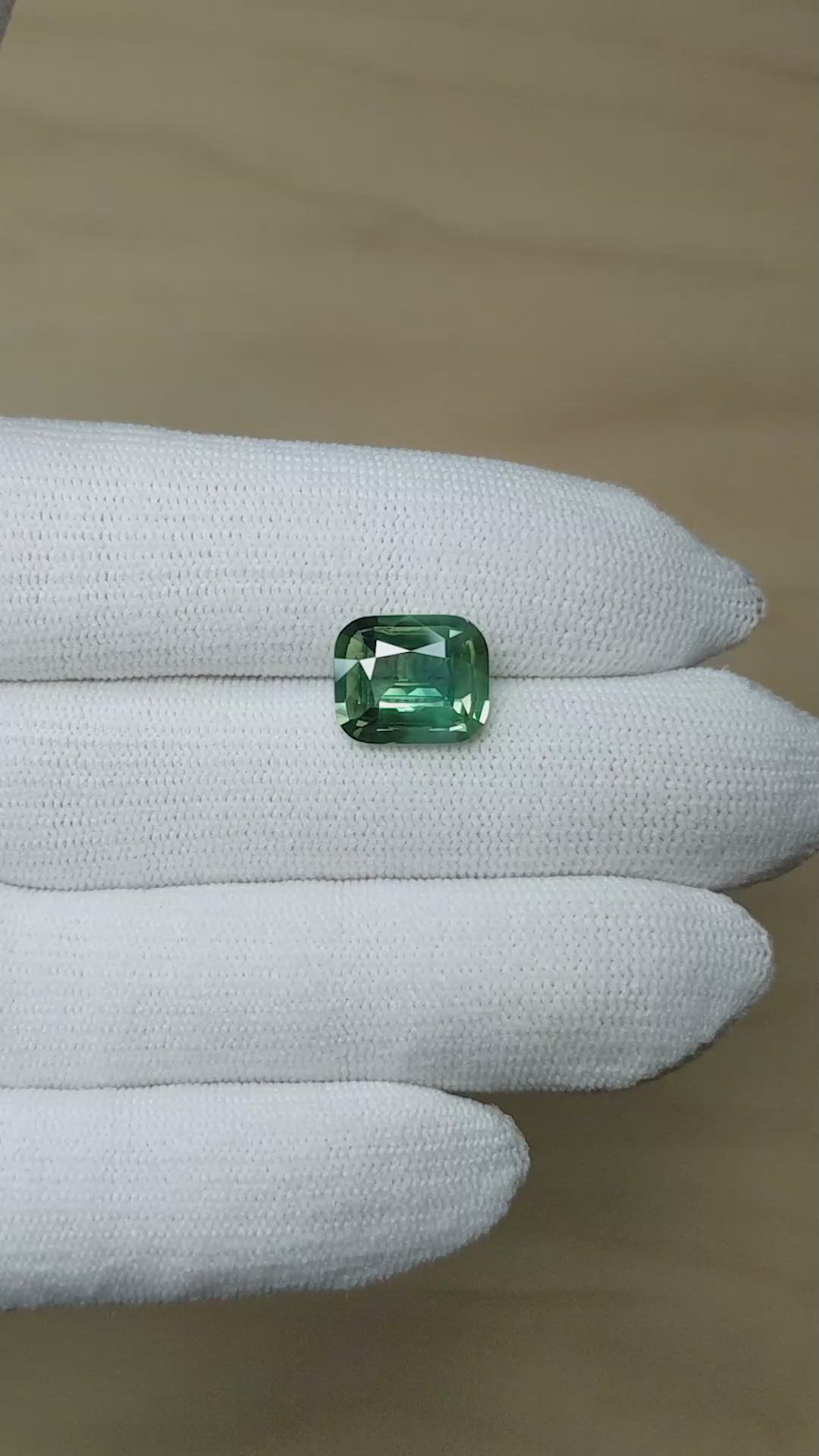 4.78 Ct. Bluish Green Sapphire from Madagascar Size Video