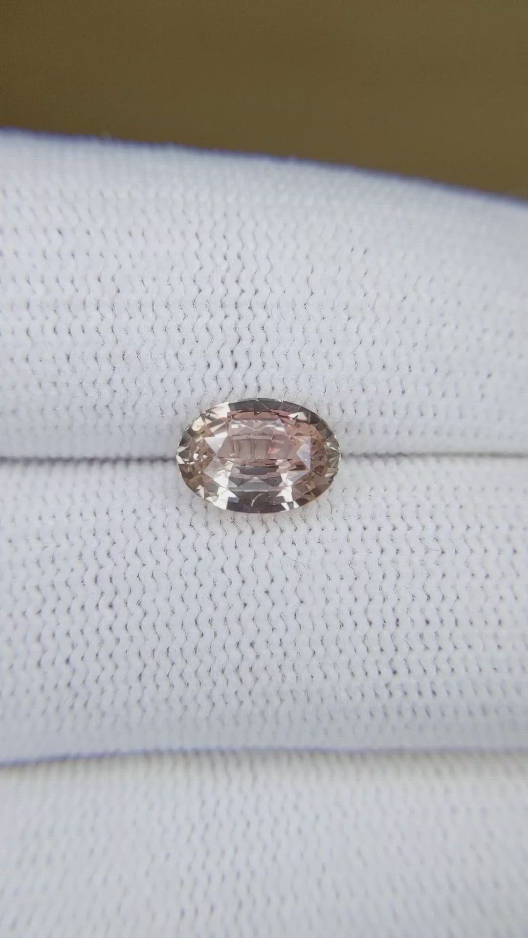2.06 Ct. Peach Sapphire from Ceylon (Sri Lanka) Size Video