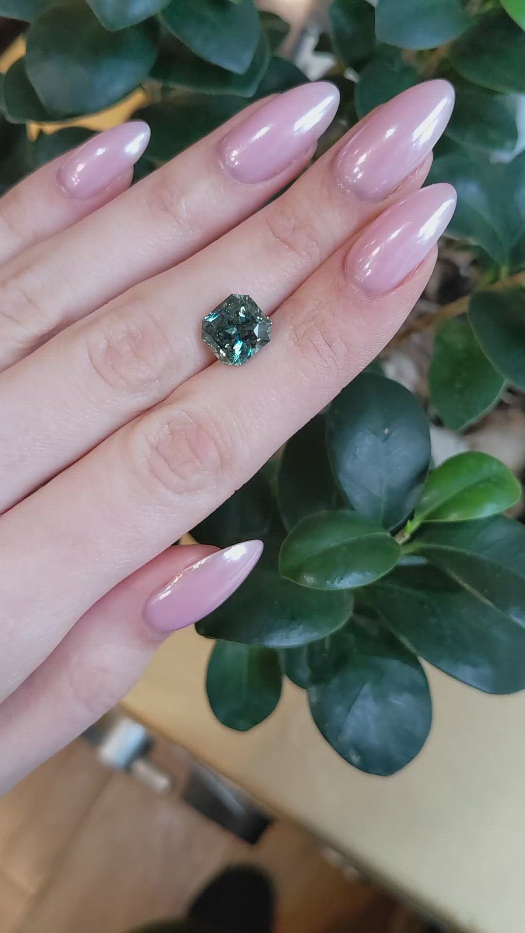 5.77 Ct. Bluish Green Sapphire from Madagascar Size Video