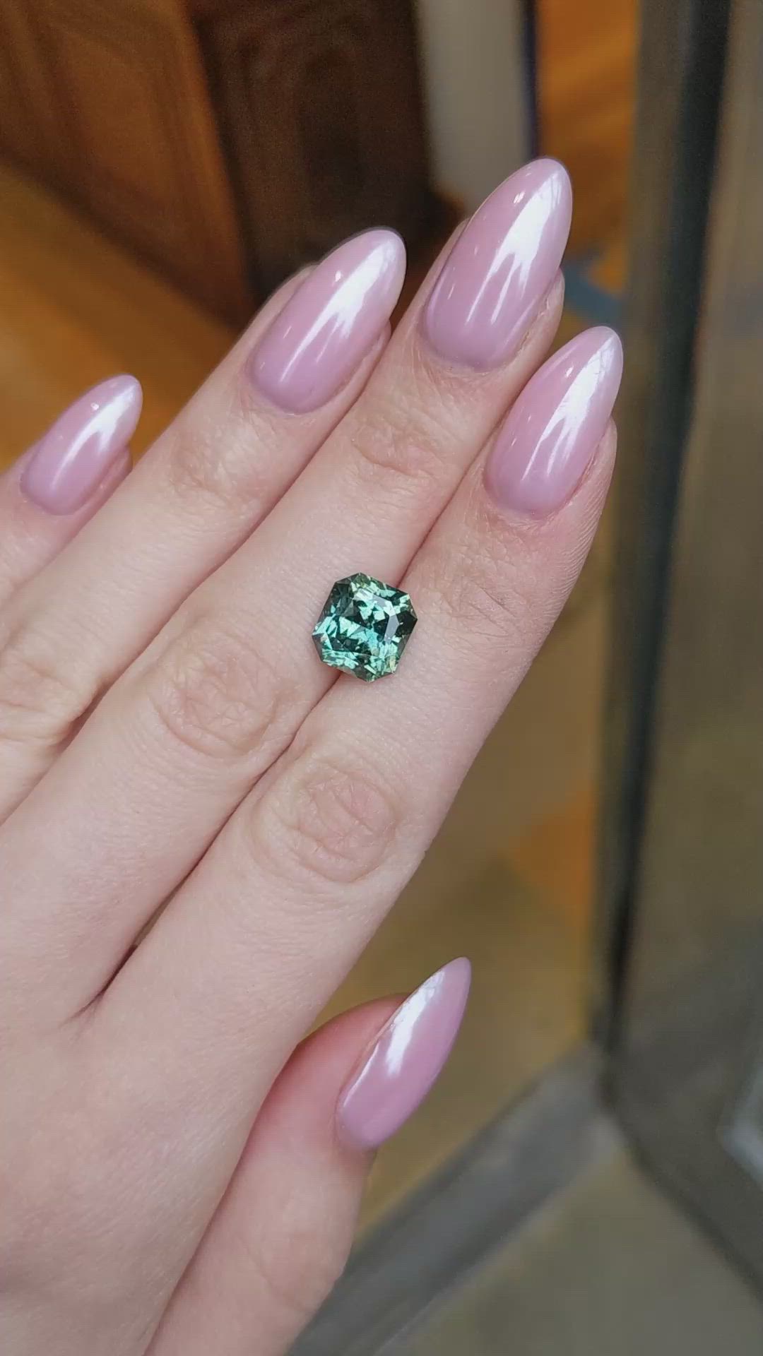 5.77 Ct. Bluish Green Sapphire from Madagascar Size Video