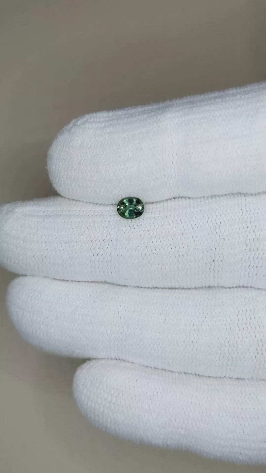 0.40 Ct. Bluish Green Sapphire from Thailand Size Video