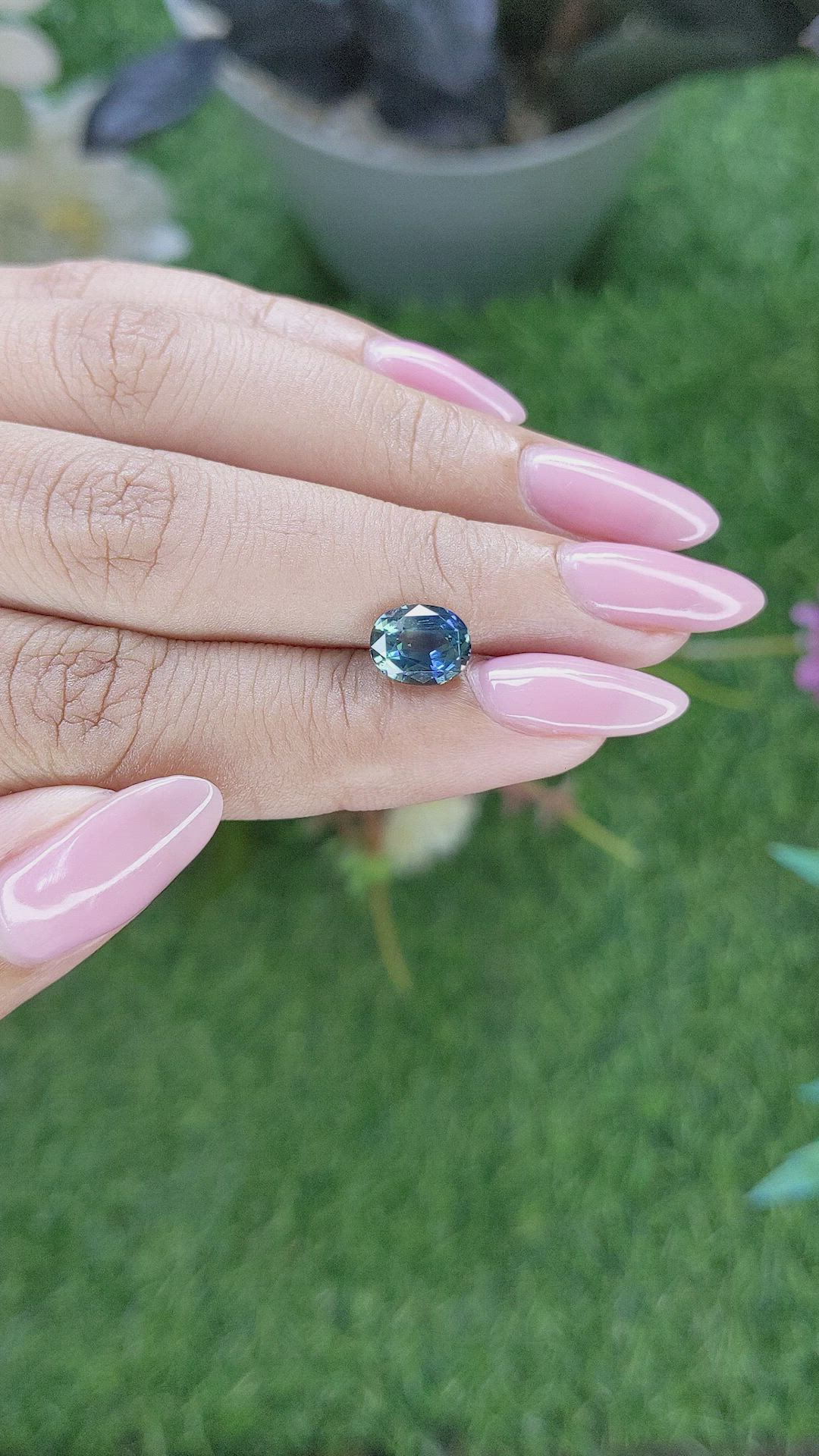 2.22 Ct. Greenish Blue Sapphire from Tanzania Size Video