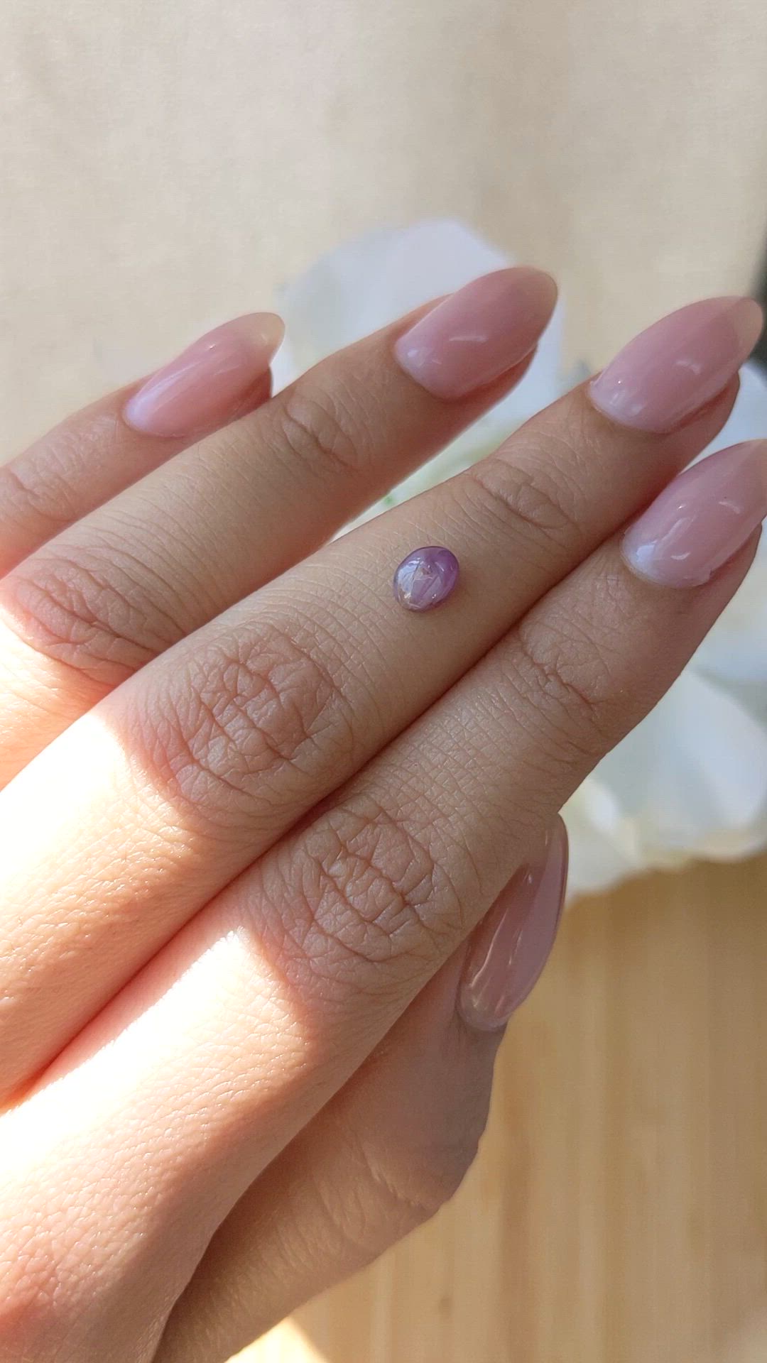 0.73 Ct. Pinkish Purple Star Sapphire from Ceylon (Sri Lanka) Size Video