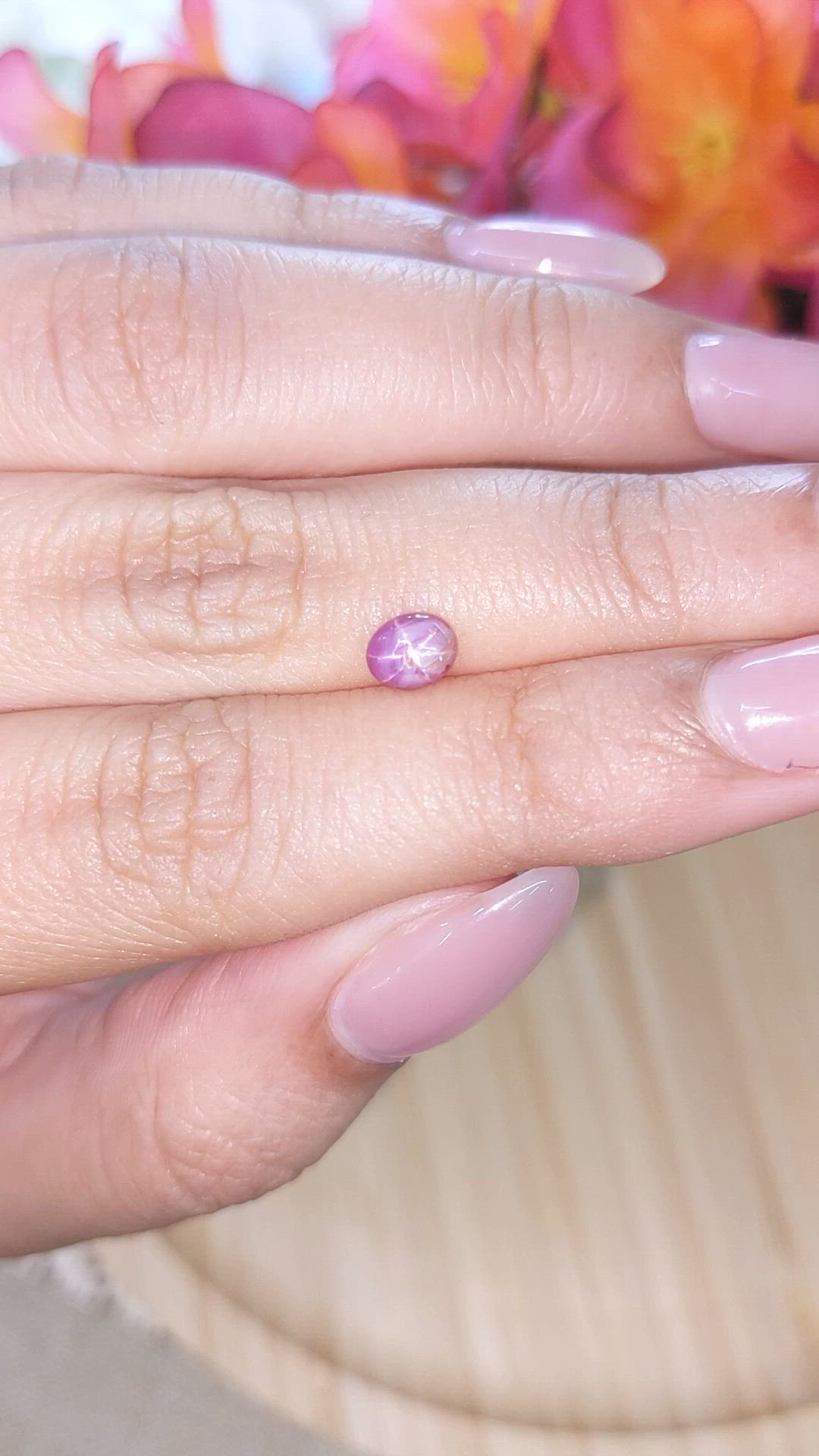 0.73 Ct. Pinkish Purple Star Sapphire from Ceylon (Sri Lanka) Size Video