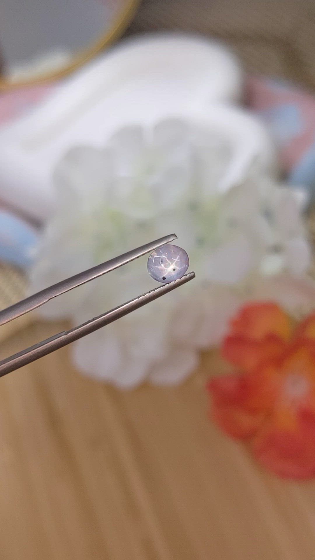 1.39 Ct. Violet Star Sapphire from Ceylon (Sri Lanka) Size Video
