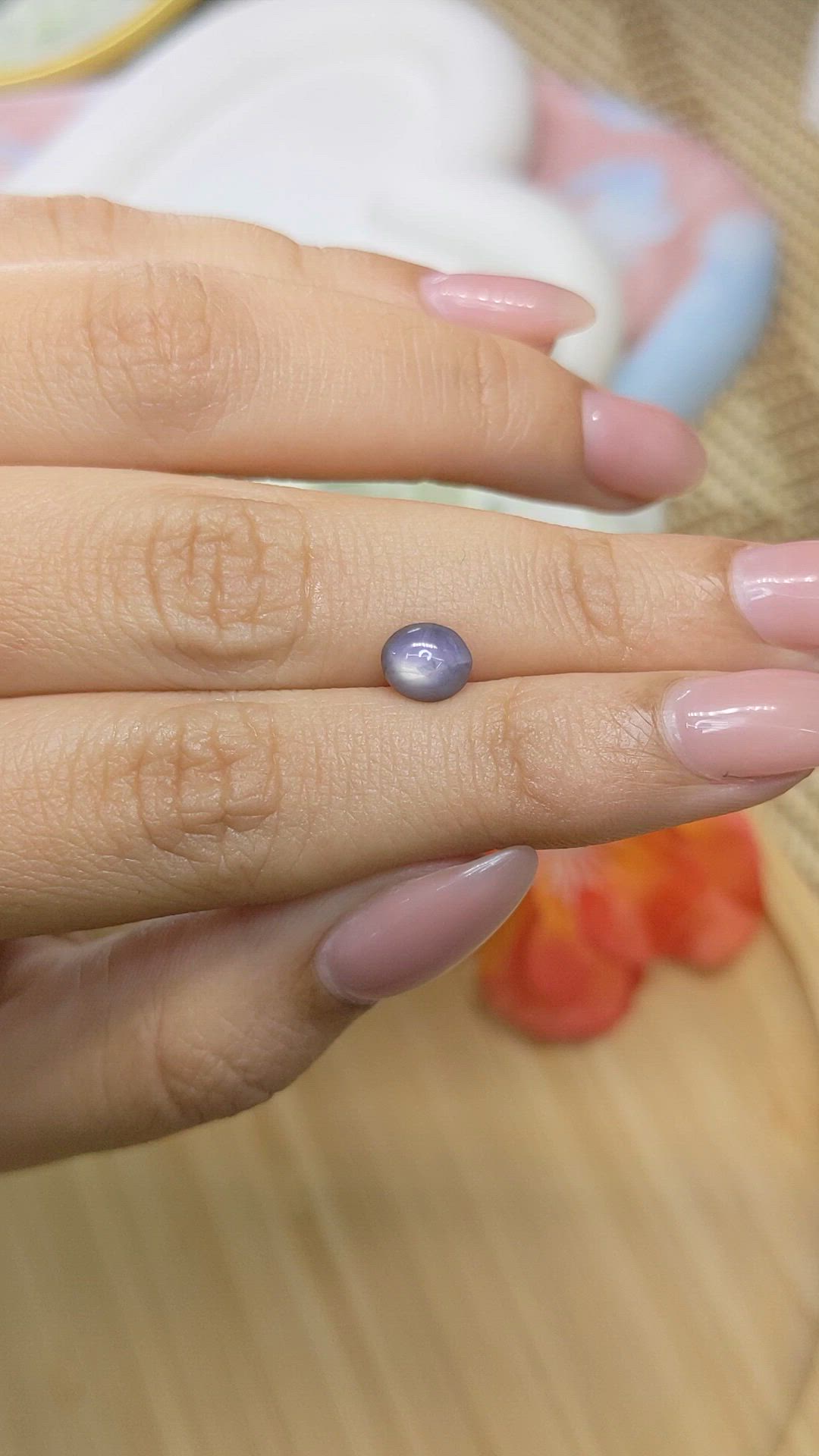 1.34 Ct. Greyish Blue Star Sapphire from Ceylon (Sri Lanka) Size Video
