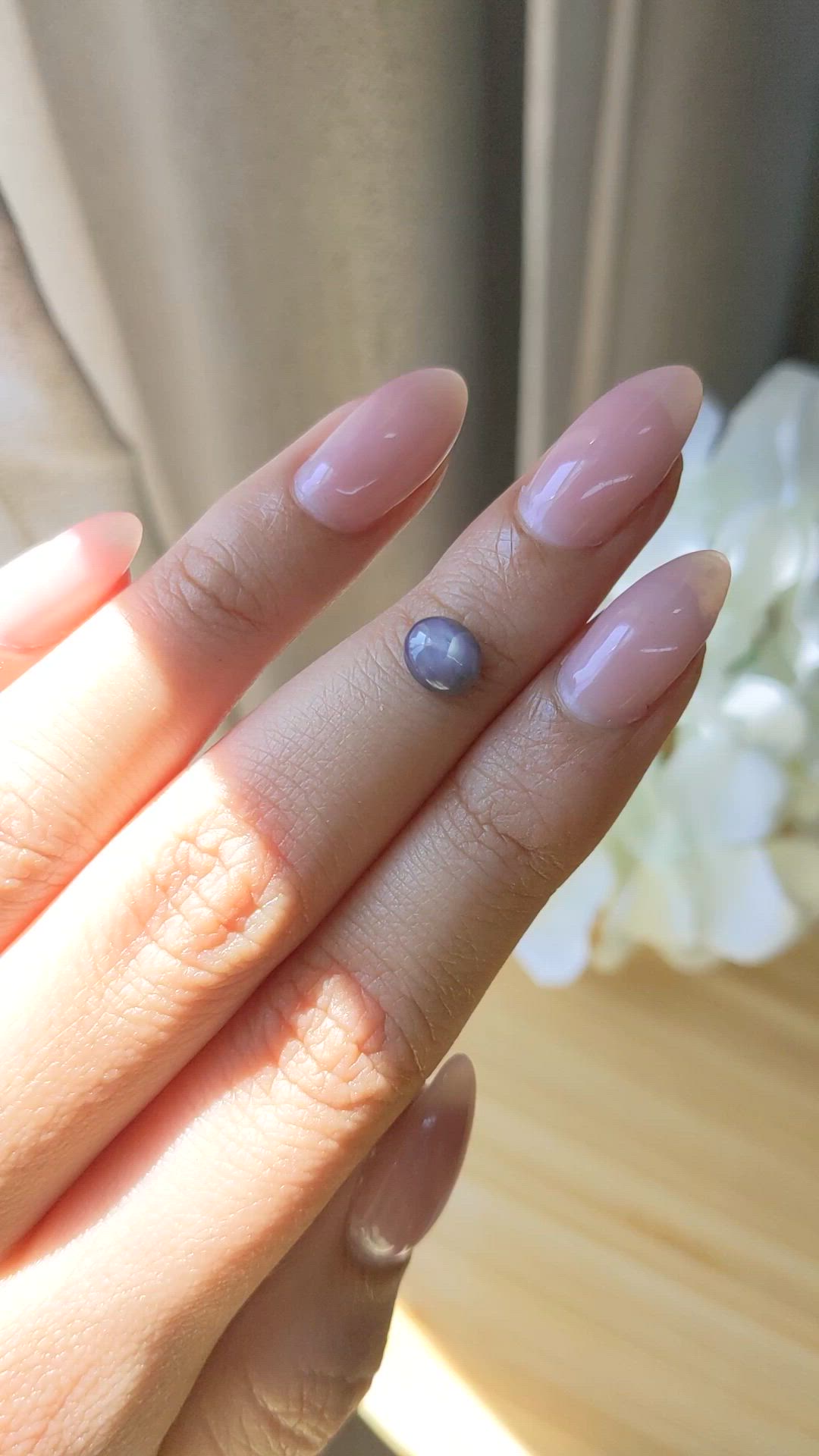 1.34 Ct. Greyish Blue Star Sapphire from Ceylon (Sri Lanka) Size Video