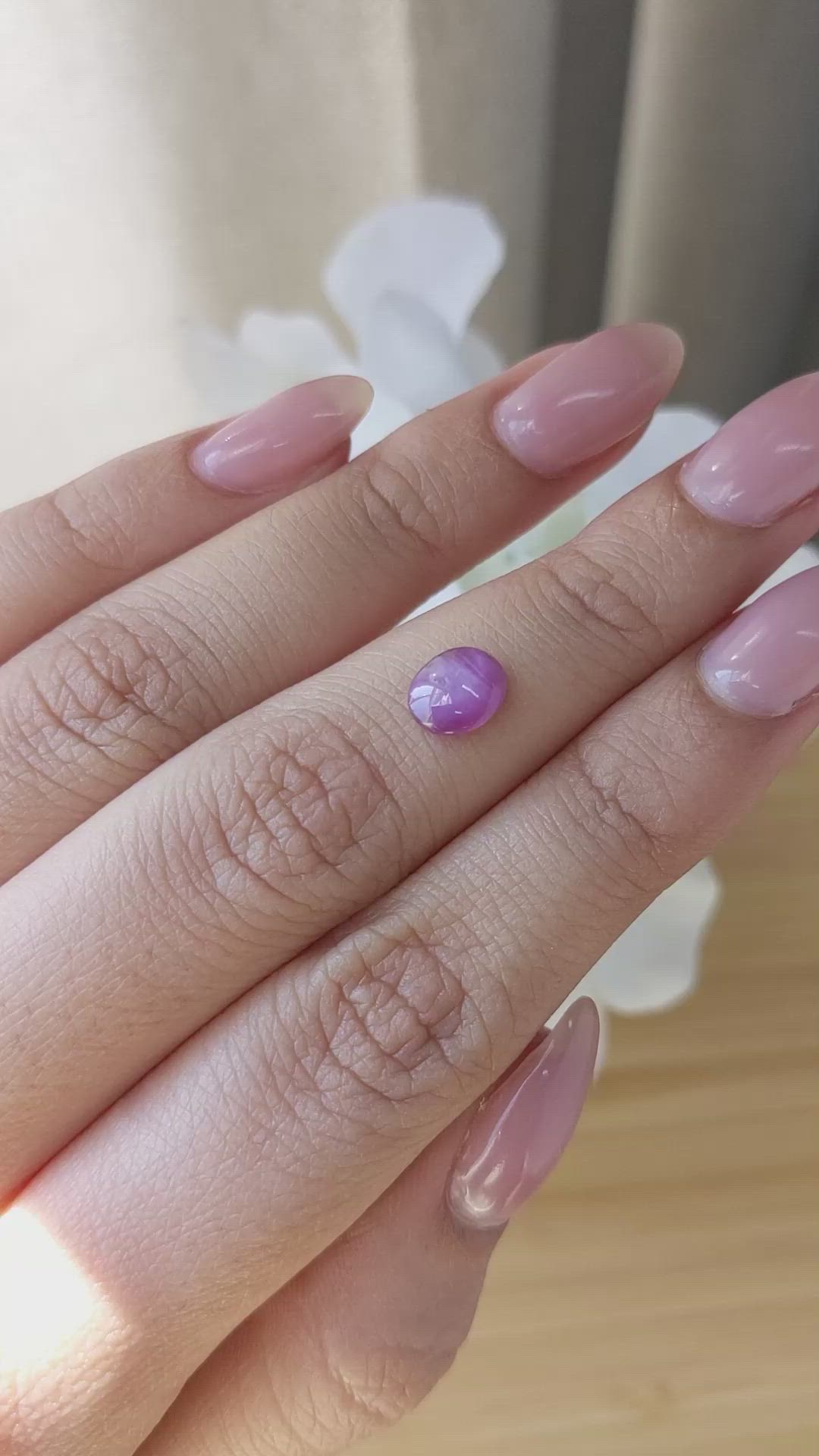 1.14 Ct. Pinkish Purple Star Sapphire from Ceylon (Sri Lanka) Size Video