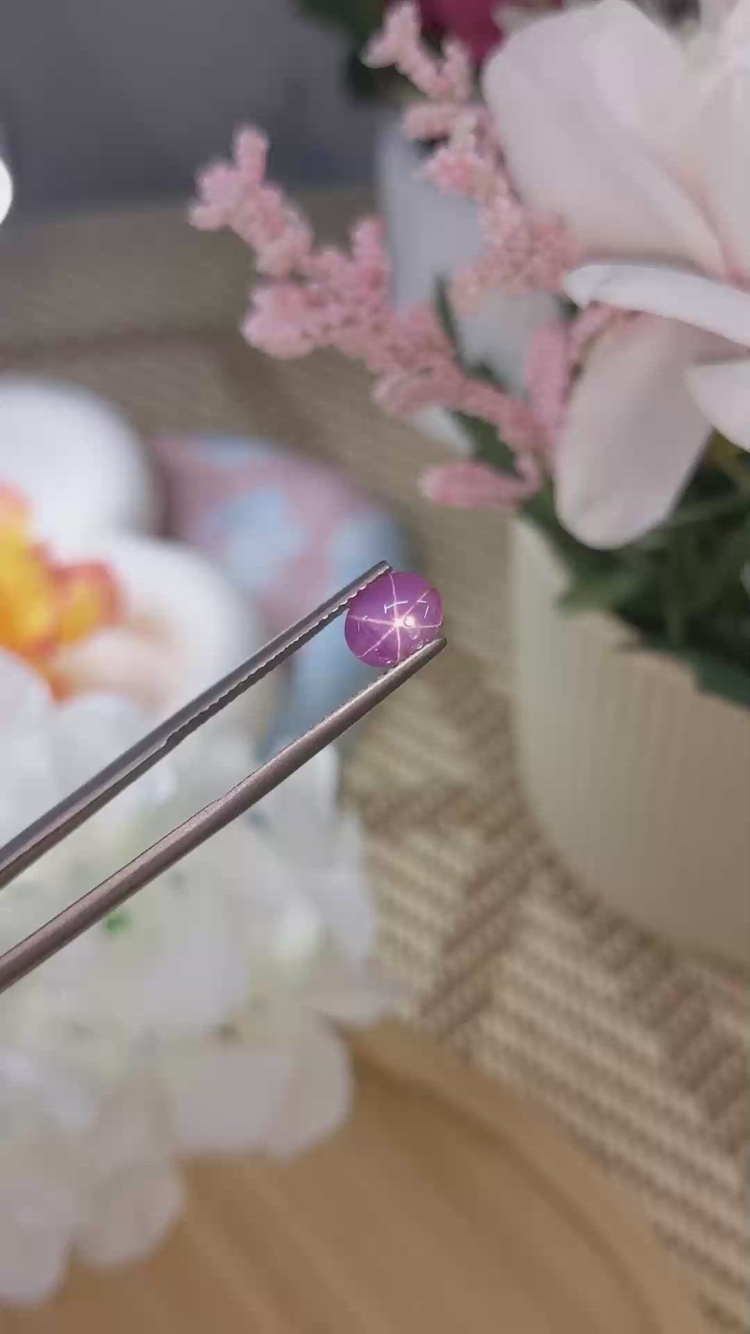 1.14 Ct. Pinkish Purple Star Sapphire from Ceylon (Sri Lanka) Size Video