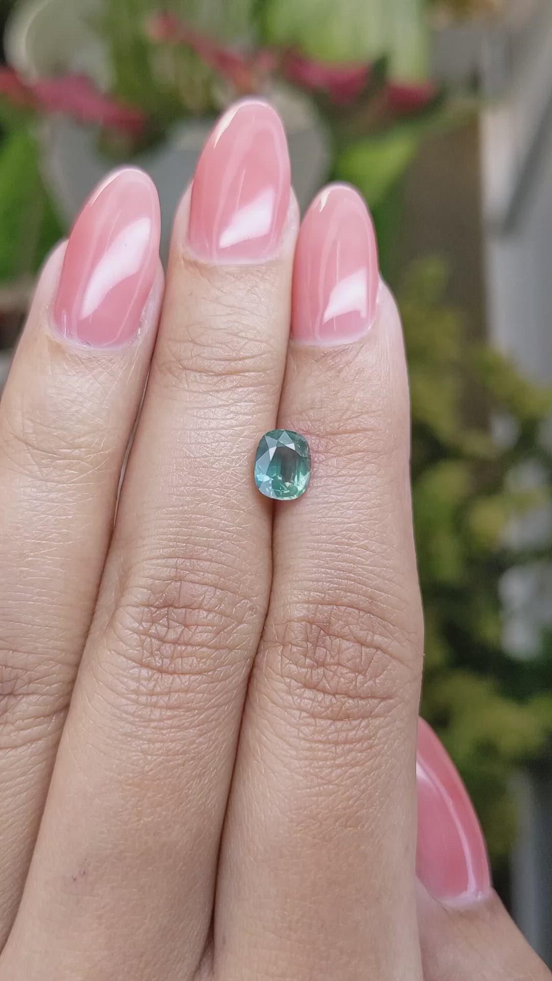 1.35 Ct. Bluish Green Sapphire from Madagascar Size Video